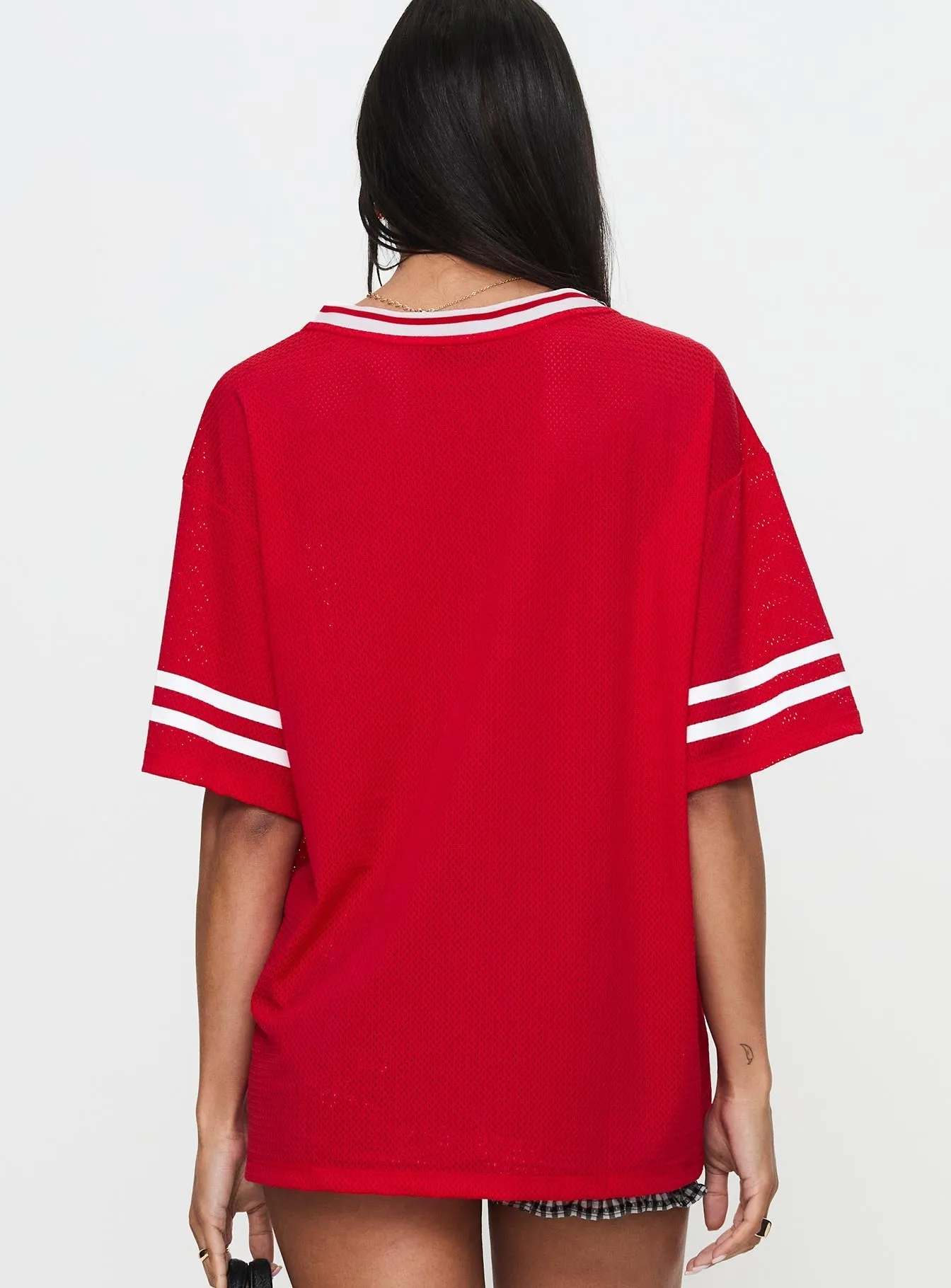 Relaxed fit wear Weekend Wardrobe Austin Texas Sports Jersey Top Red