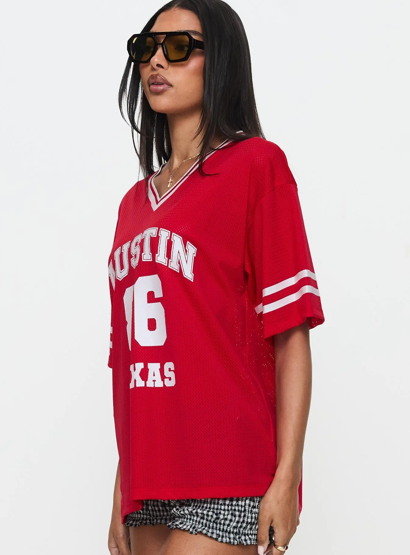 Trendy Vibe coordinate with other items Austin Texas Sports Jersey Top Red