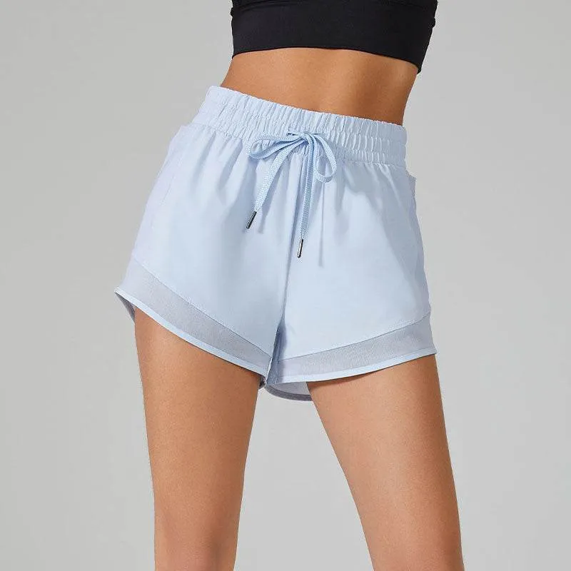 Daily Fit FrictionResistantFabric Mesh Patchwork Sports Shorts with Lined Pockets