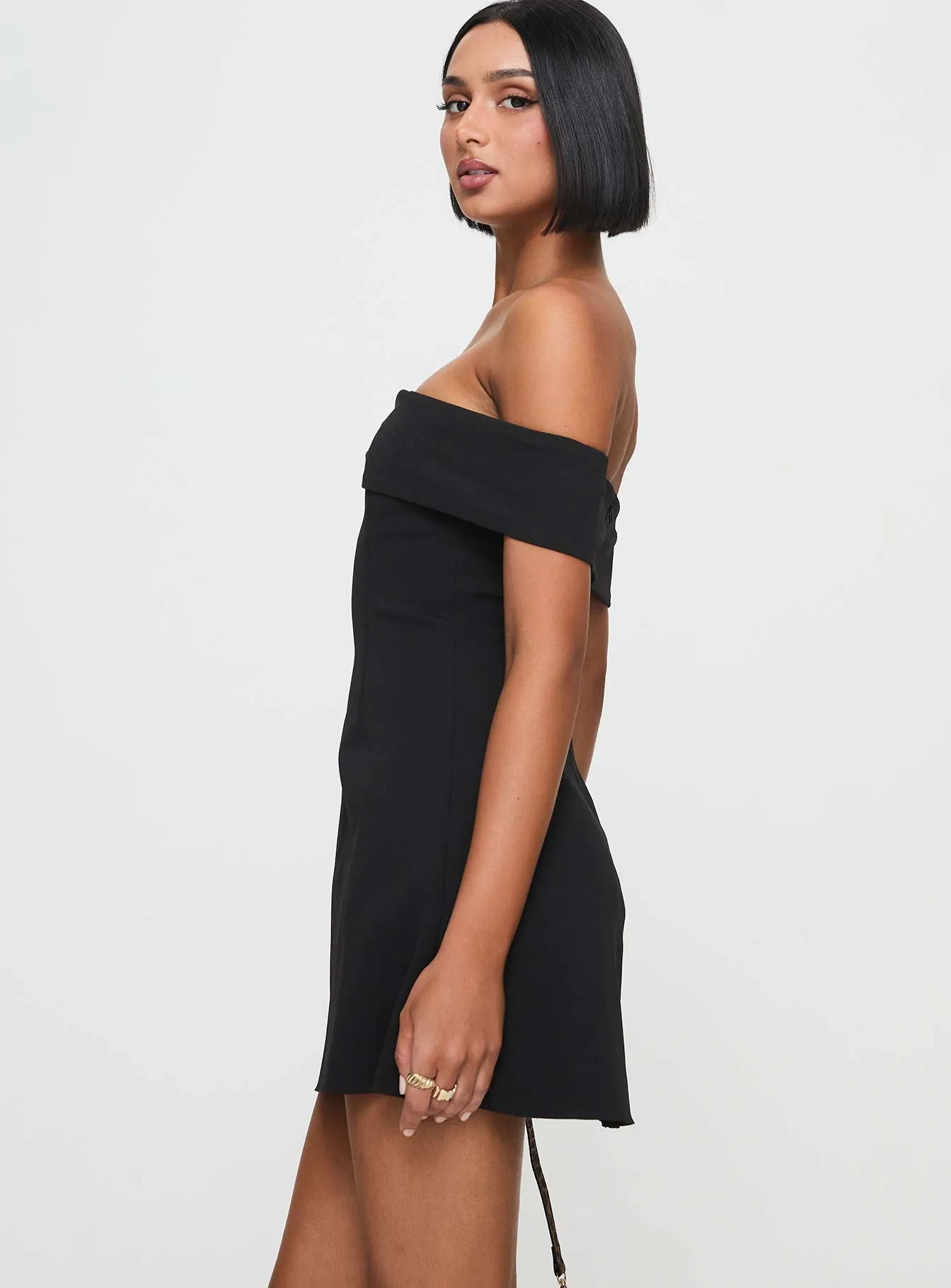 Lanes Off The Shoulder Mini Dress Black Cool Simplicity