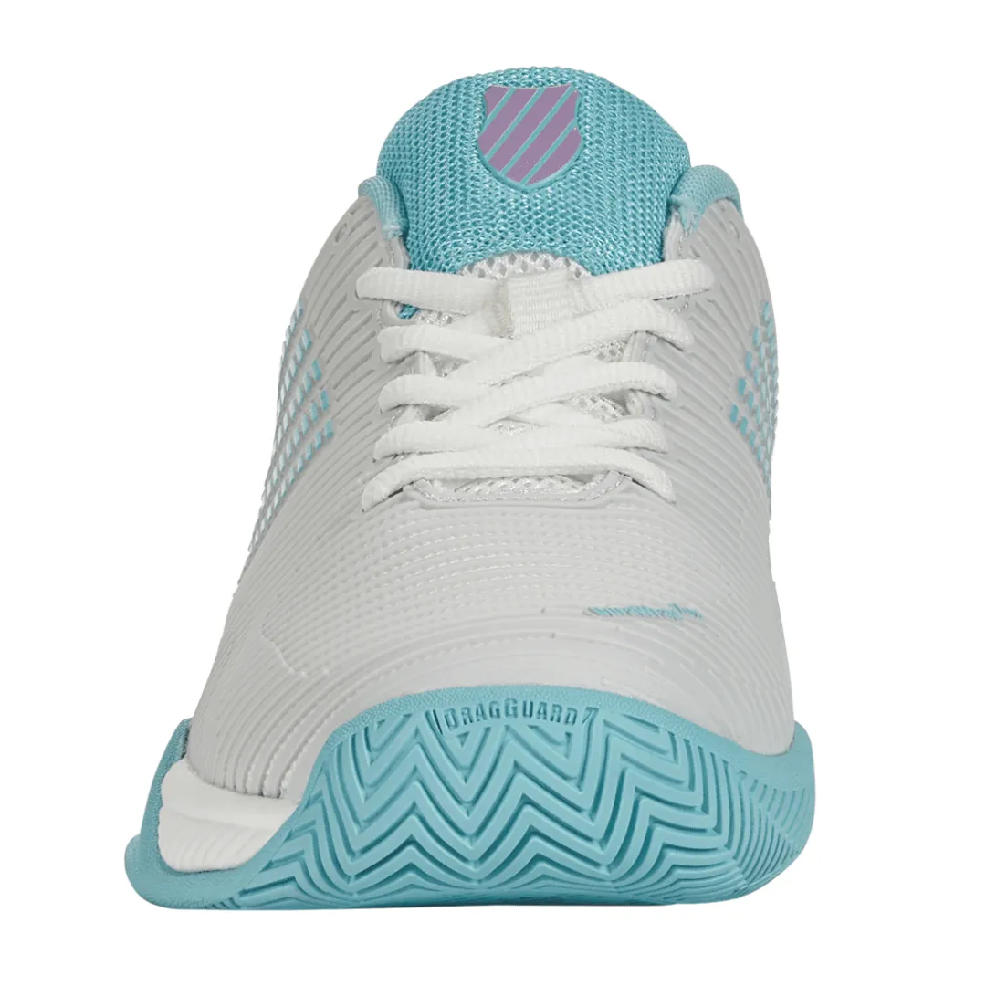 Abrasion Barrier K Swiss Womens Hypercourt Express 2 Tennis Shoes - Bright White / Blue