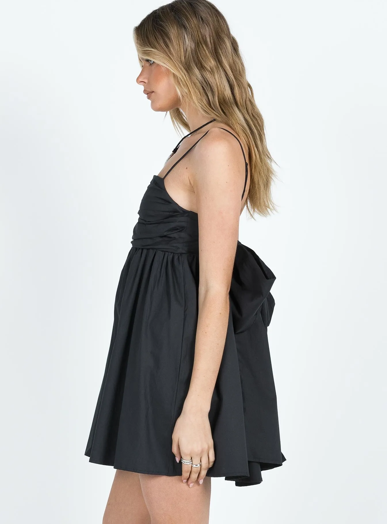 Lynelle Bow Mini Dress Black Comfortable Style