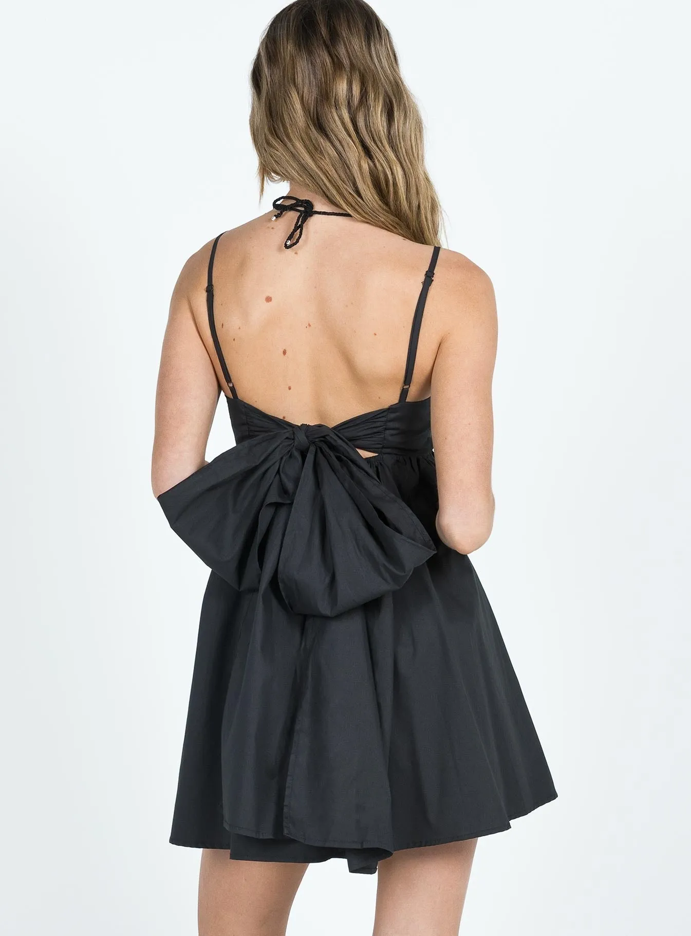Lynelle Bow Mini Dress Black Lawn Soft Smooth Layers