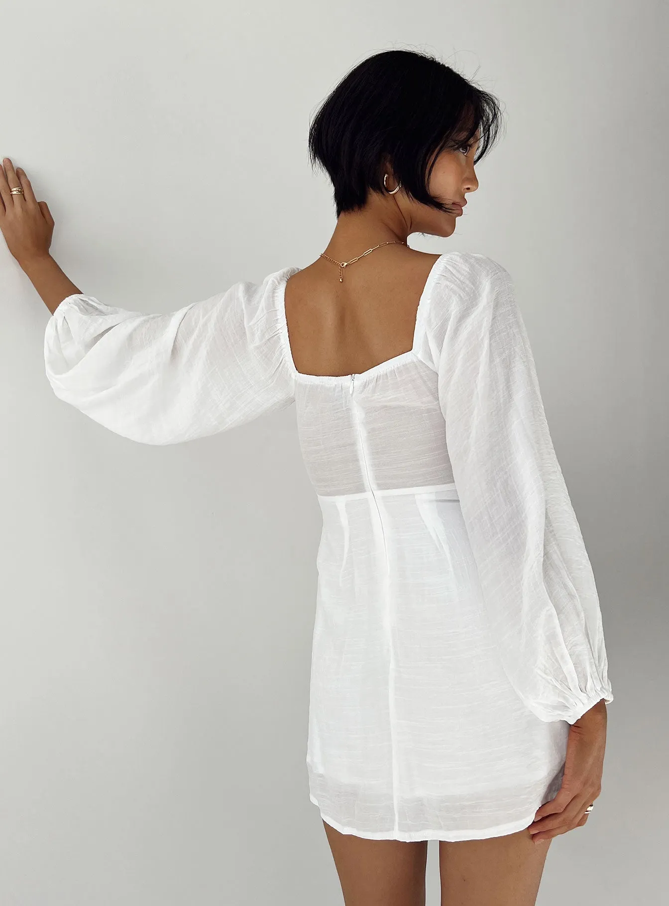 Warra Mini Dress White Flattering Design Satin Fabric