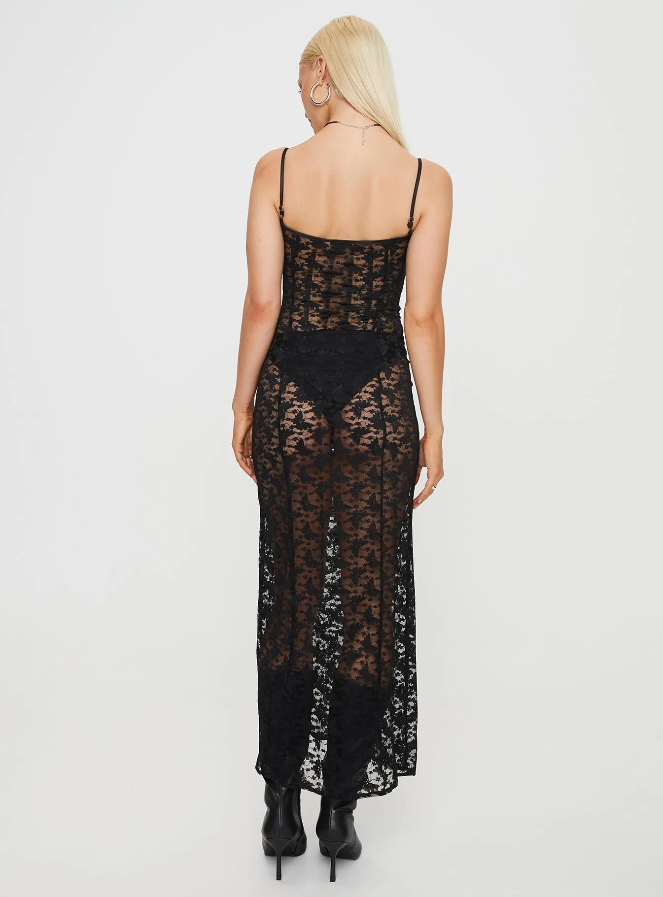 Back Detail Fresh Color Countess Maxi Dress Black