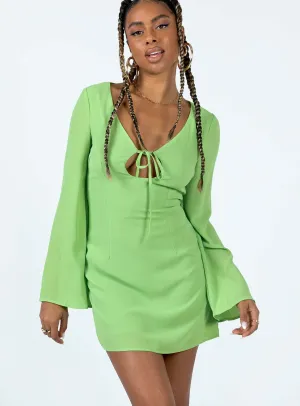 Denvers Long Sleeve Mini Dress Green Trendy Vibes Semi Sheer