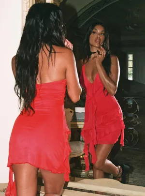Fig Ruffle Mini Dress Red Flattering Wearable