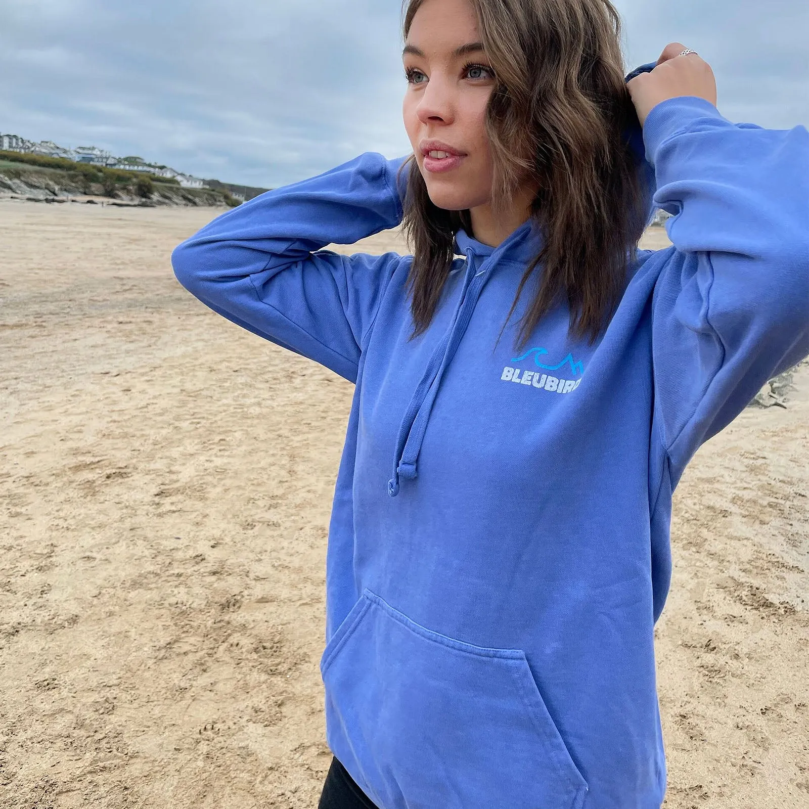 Bleubird Tides Hood Pullover Hoodie - Ocean product rhinestone glamour Anti Odor