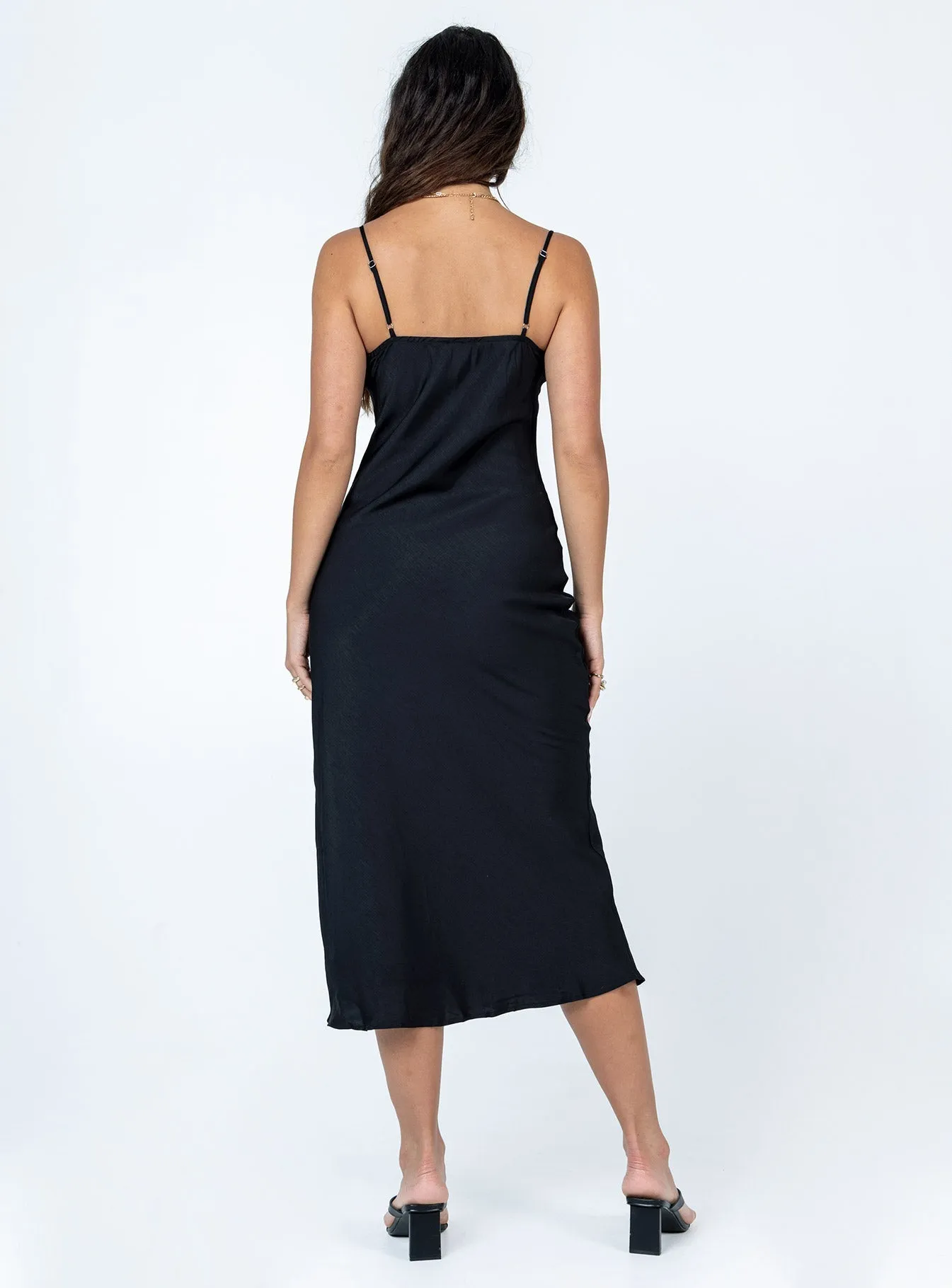 Hazel Midi Dress Black Sophisticated Cut Romantic Style