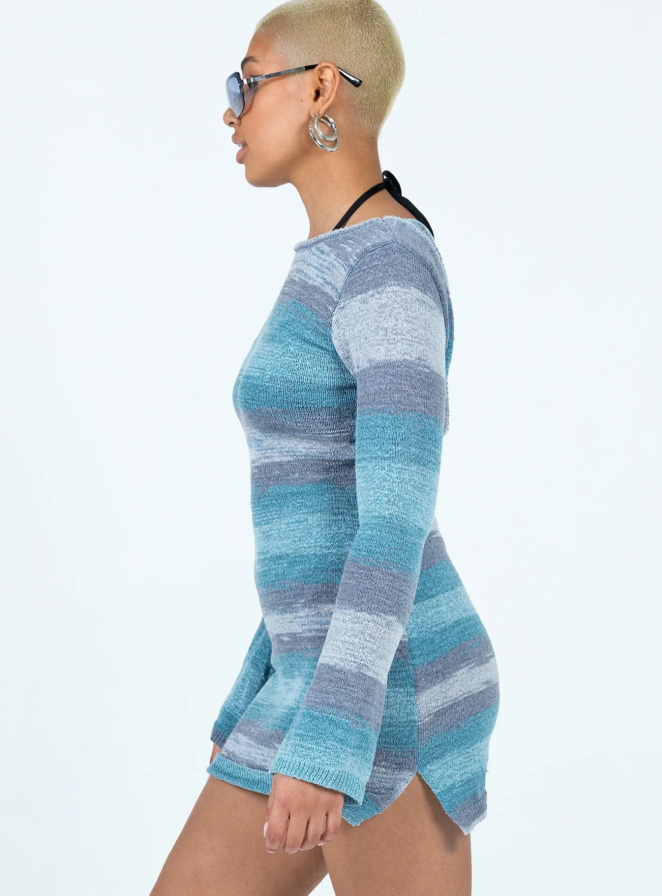 Kadince Mini Dress Blue flattering appearance Flattering Waist