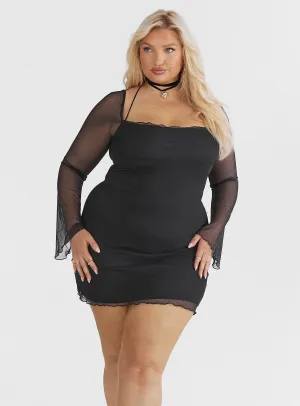 Bilbao Long Sleeve Mini Dress Black Curve Pure Look Comfortable and Soft