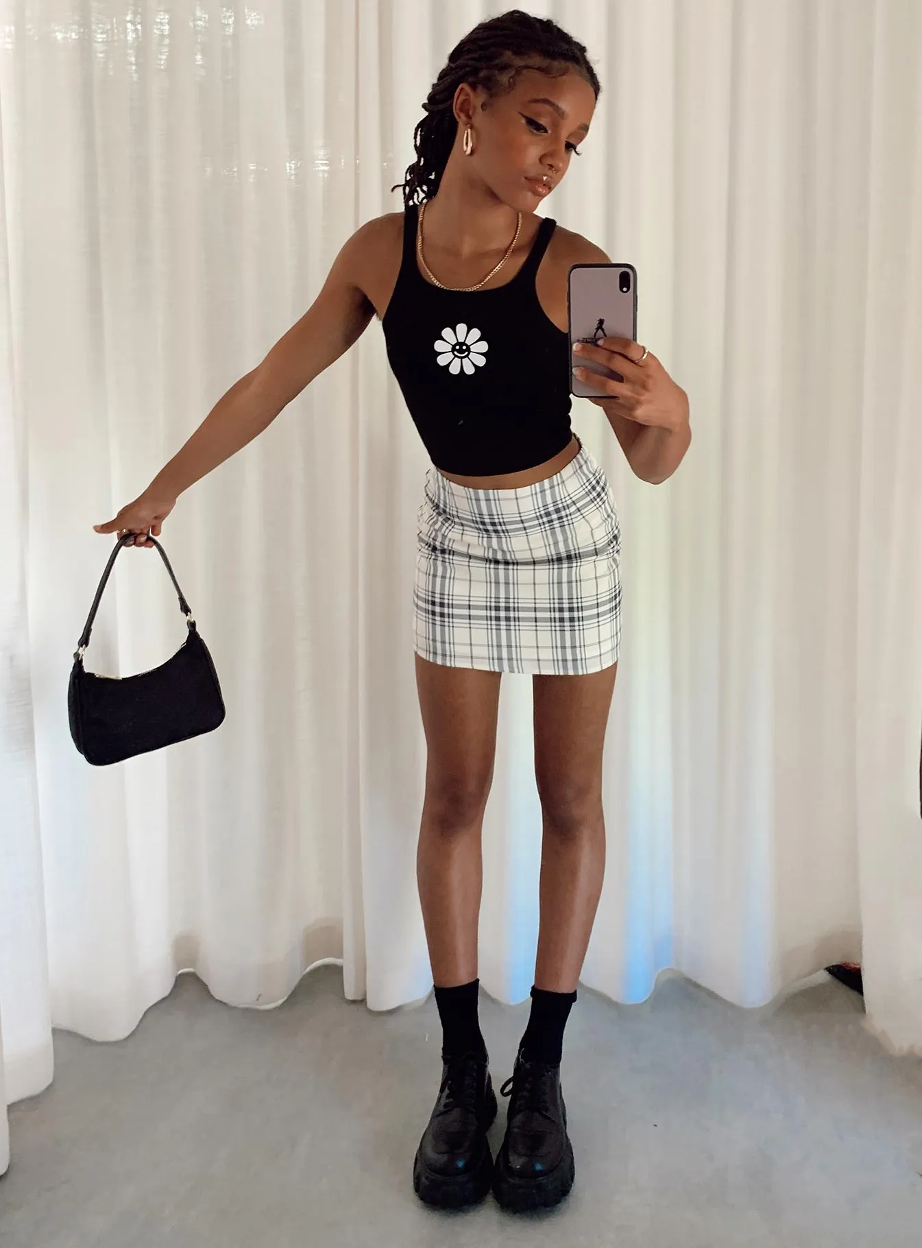 Selby Mini Skirt Yellow Plaid Weekend Vibes Soft Motion