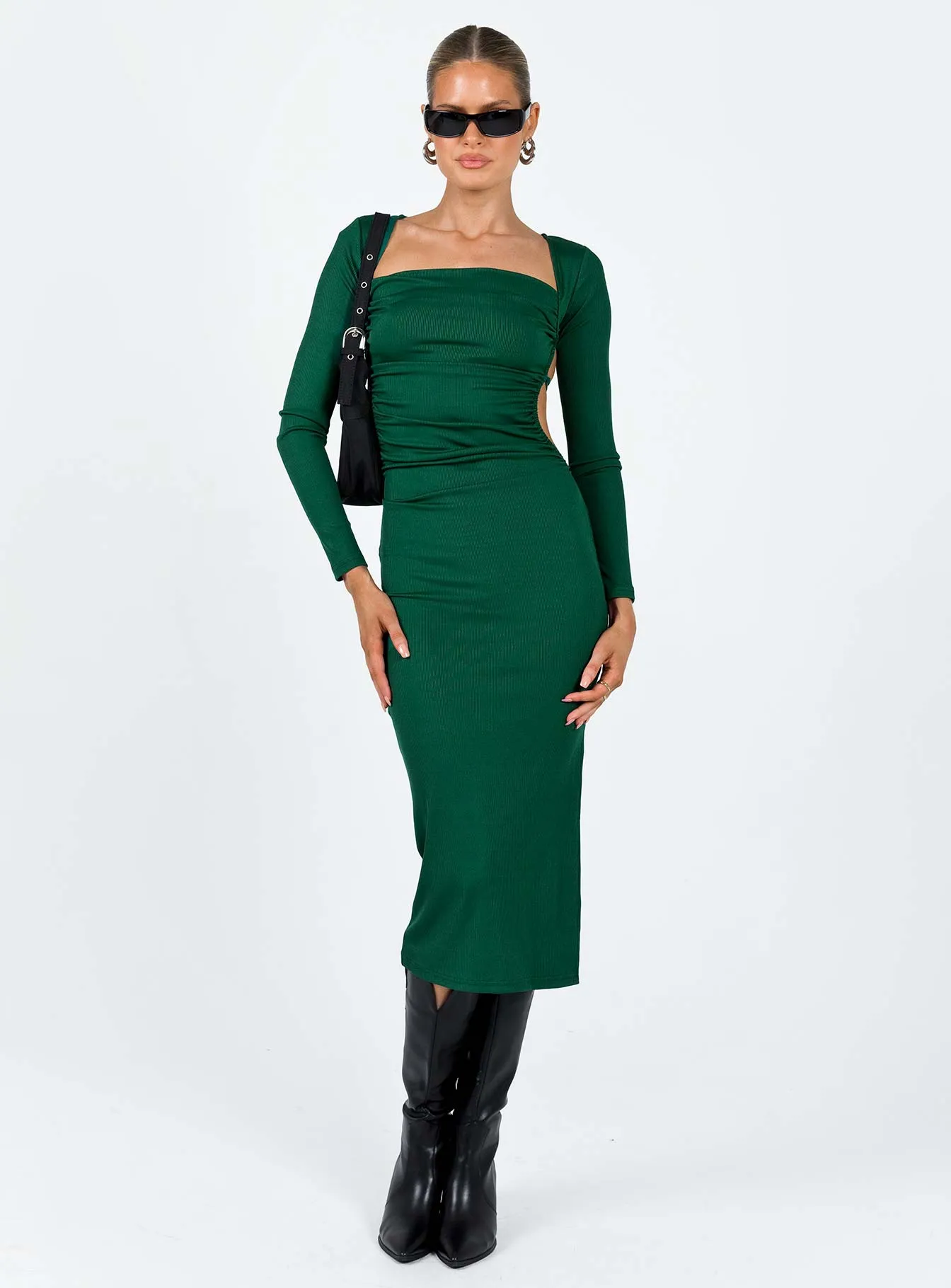Relax Feel Esplin Long Sleeve Midi Dress Green