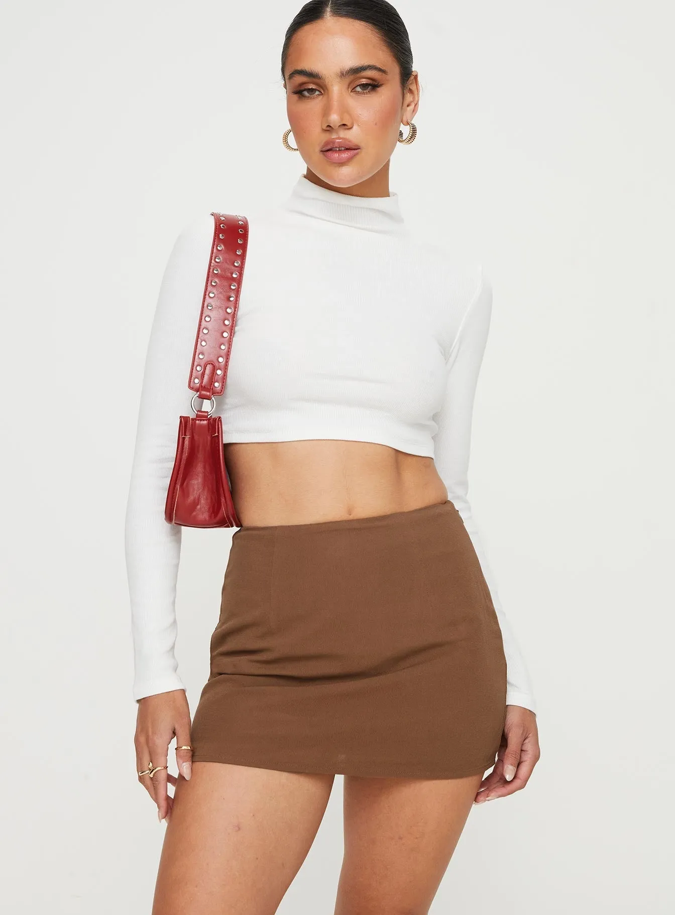 Caraliia Mini Skirt Brown Subtle Look
