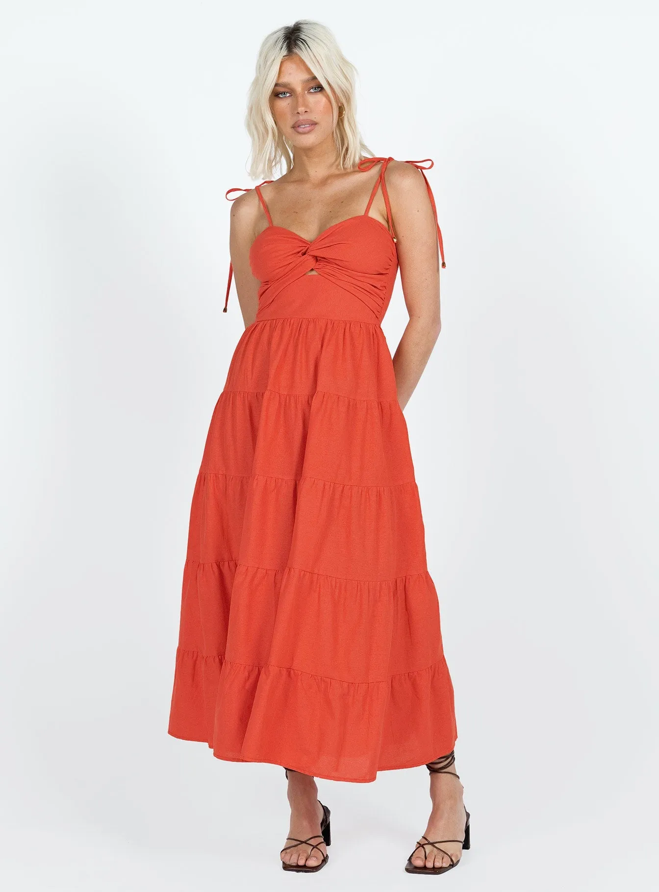 Anniversary-Event Chic Comfort Wear Chavez Midi Dress Red