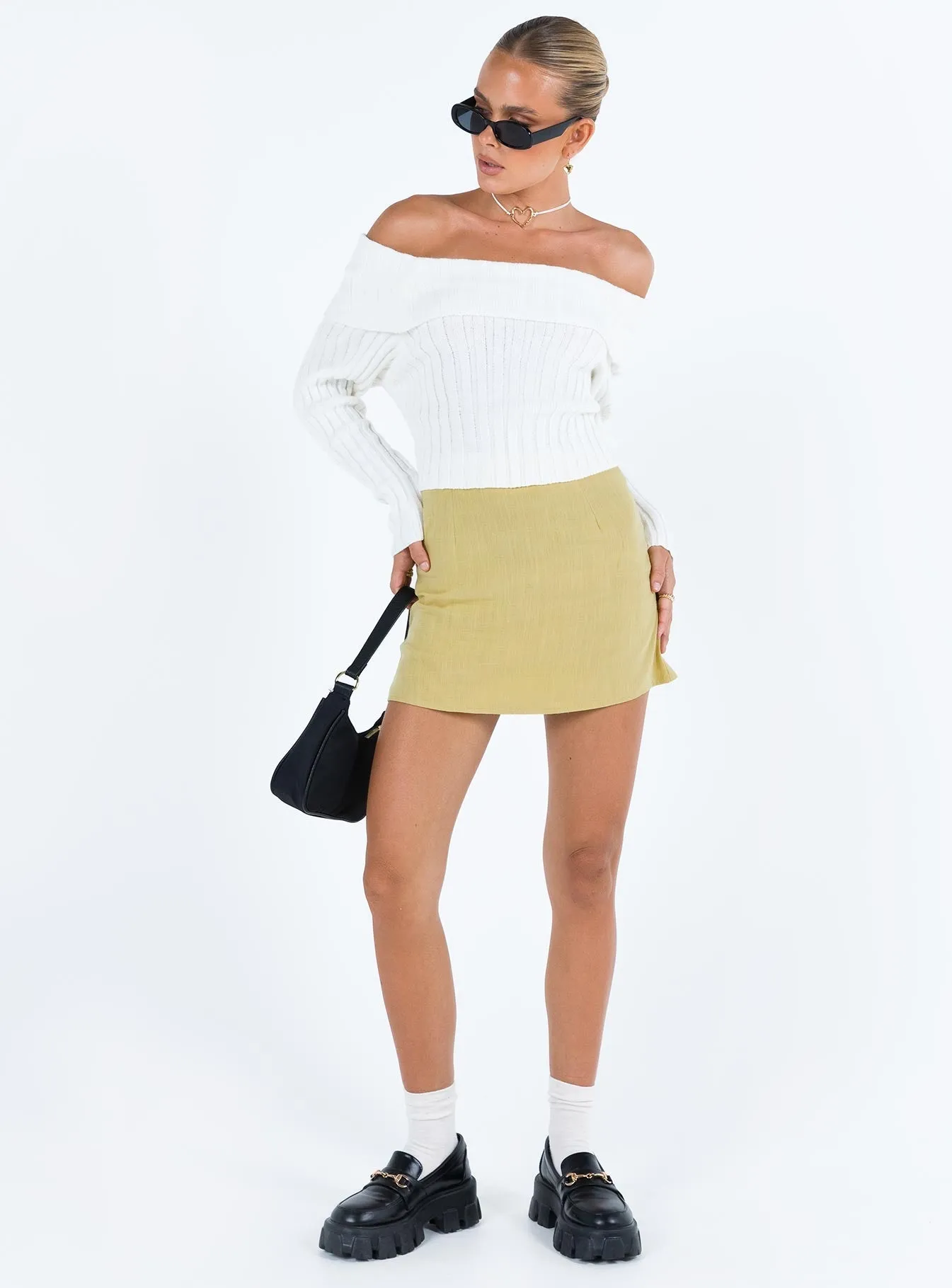 Selby Mini Skirt Lemon Shirred Back