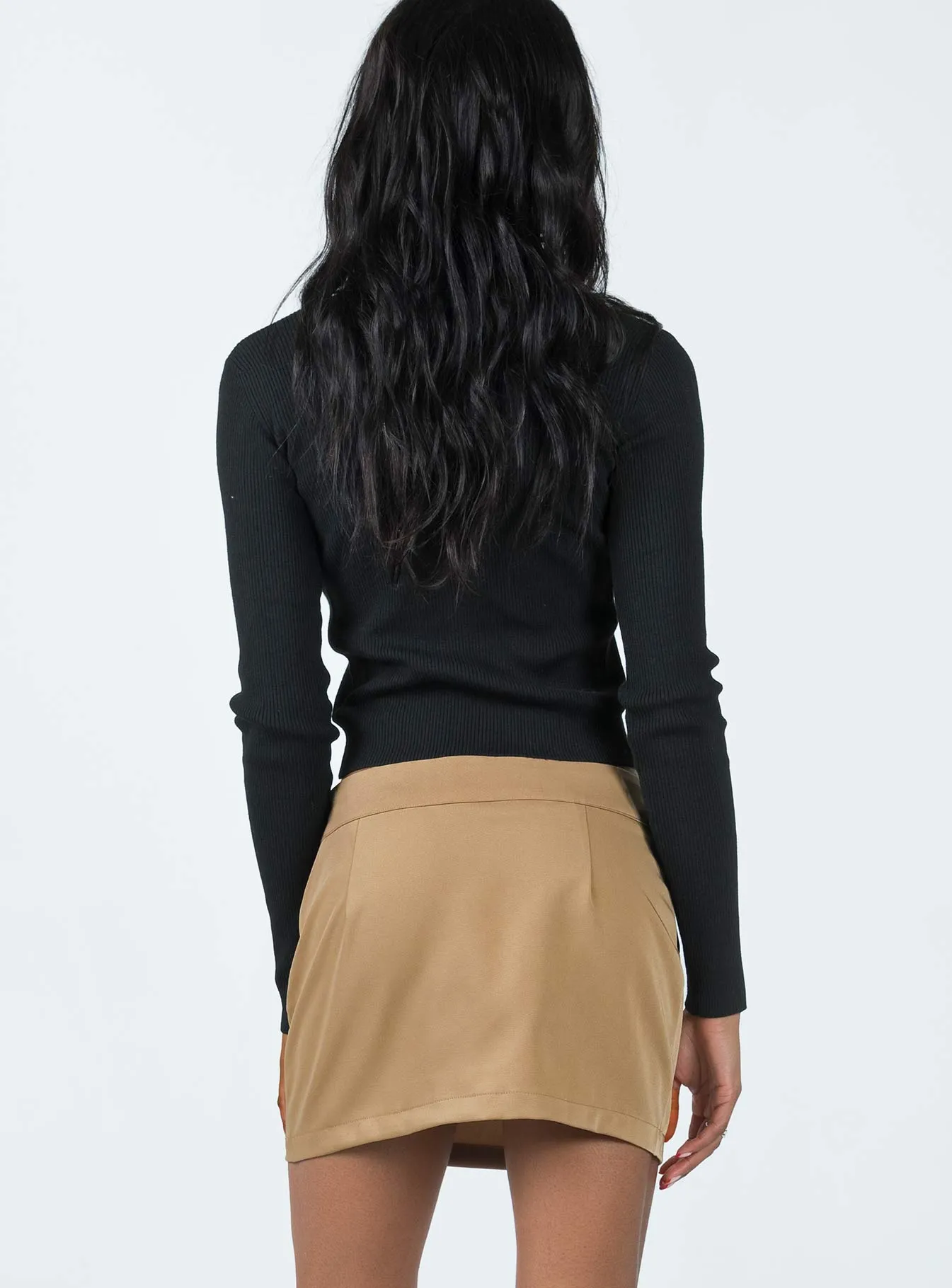 Immersed Mini Skirt Tan Clean Finish High End Quality