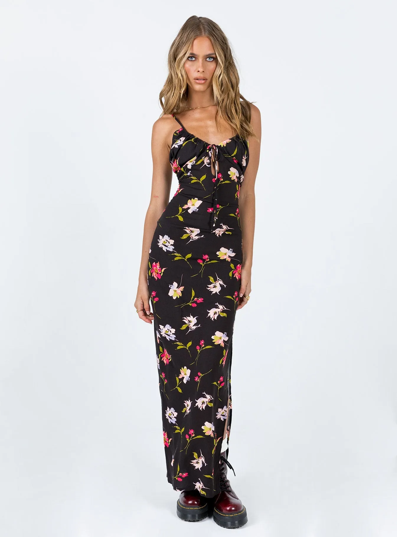 Brailey Maxi Dress Black Multi Draped Layer