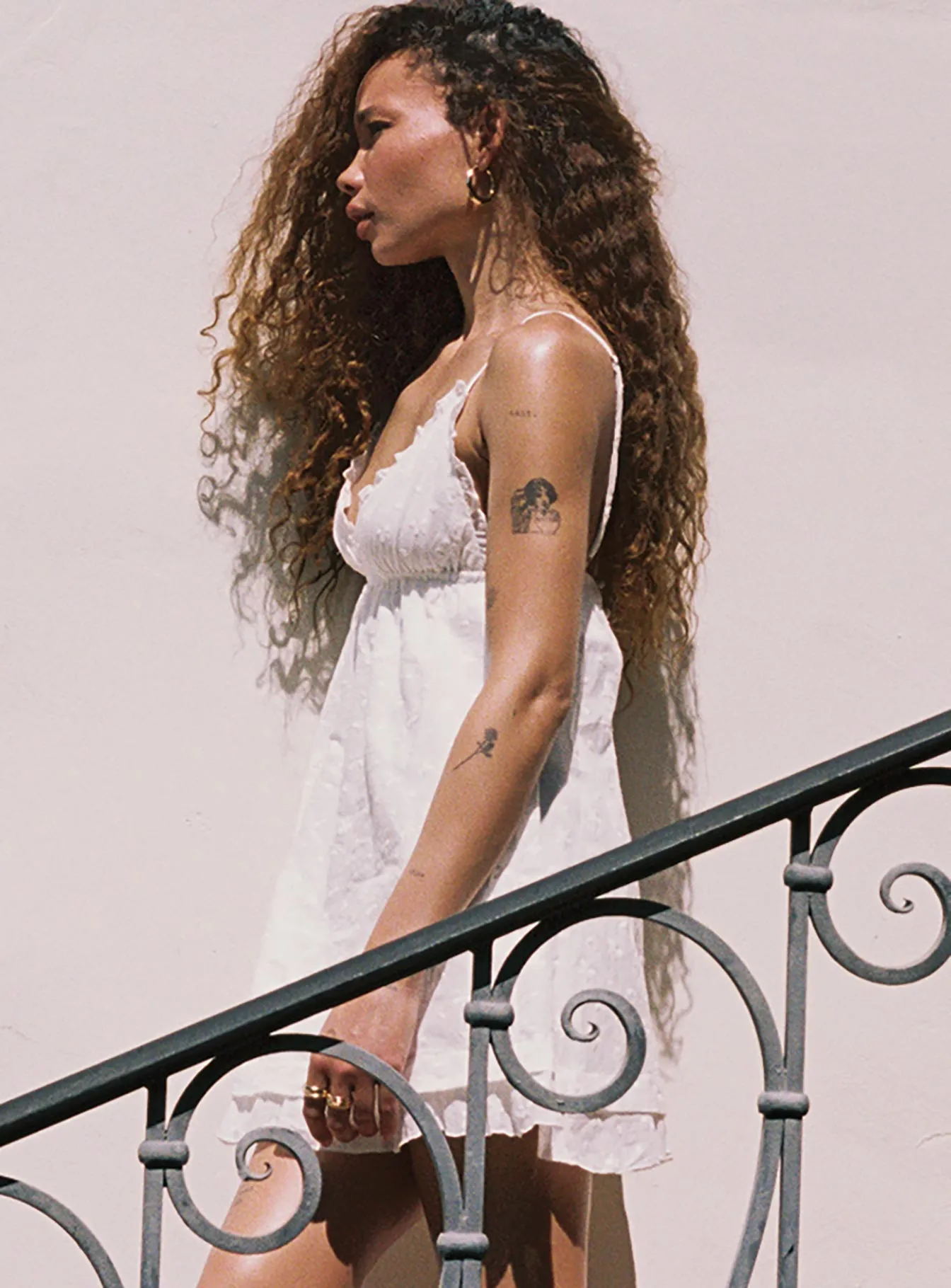 Ankle-length Leander Mini Dress White