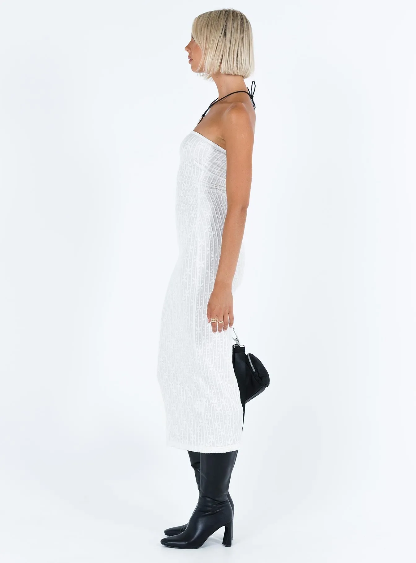 Slim Form Crisp Detail Lasance Maxi Dress White