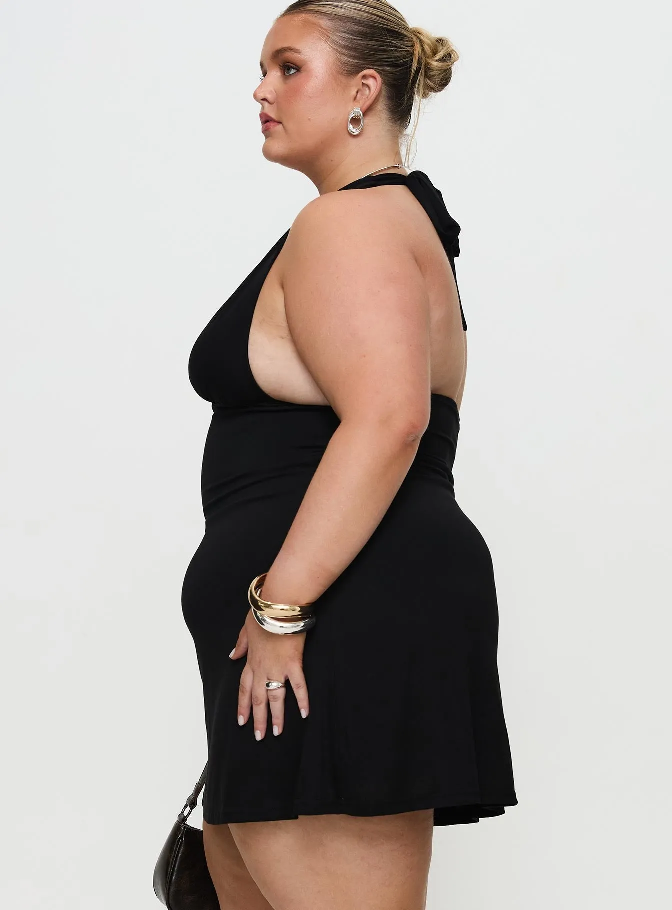 Tinisie Halter Mini Dress Black Curve Comfortable outdoor wear