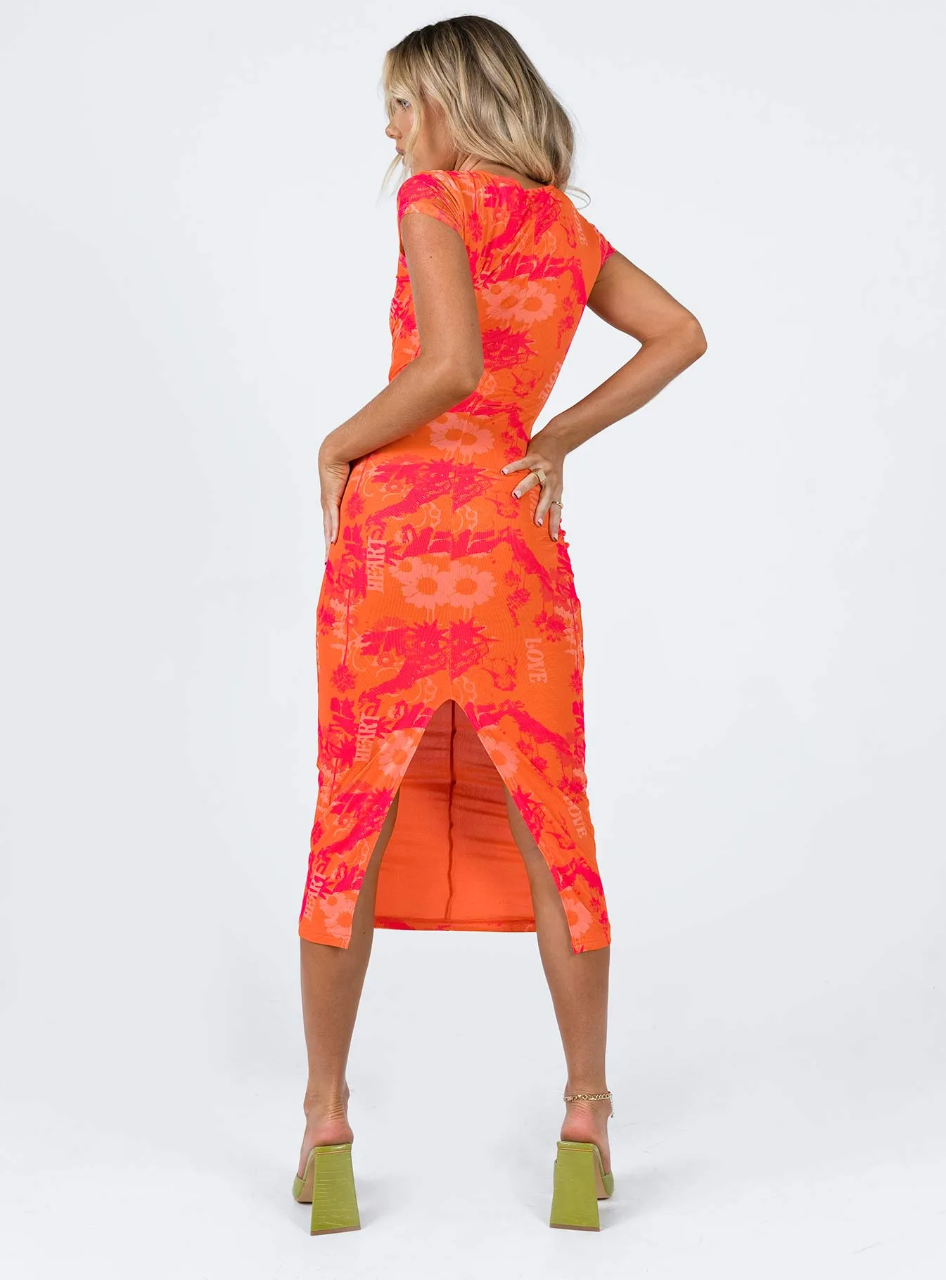 Polished office dress Stella Midi Dress Orange Multi