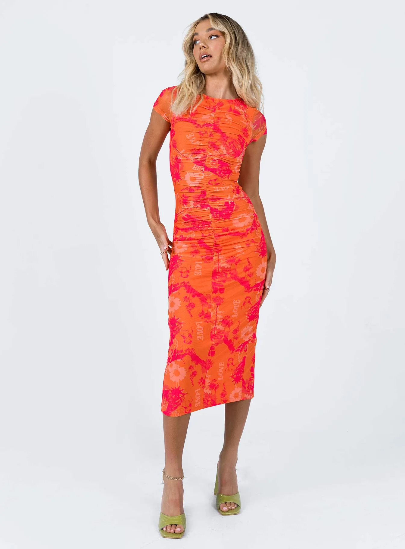 Stella Midi Dress Orange Multi Urban Look Straight-Cut