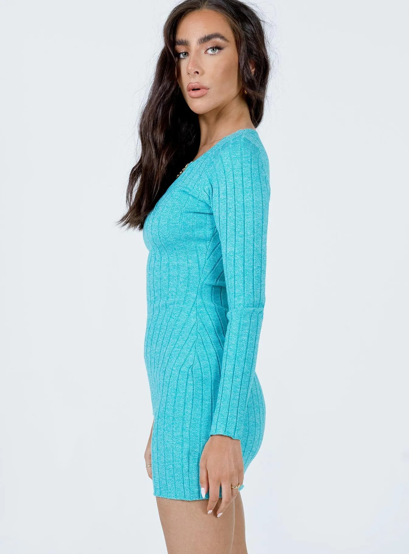 Versatile Touch Work Appropriate Shanti Long Sleeve Mini Dress Teal
