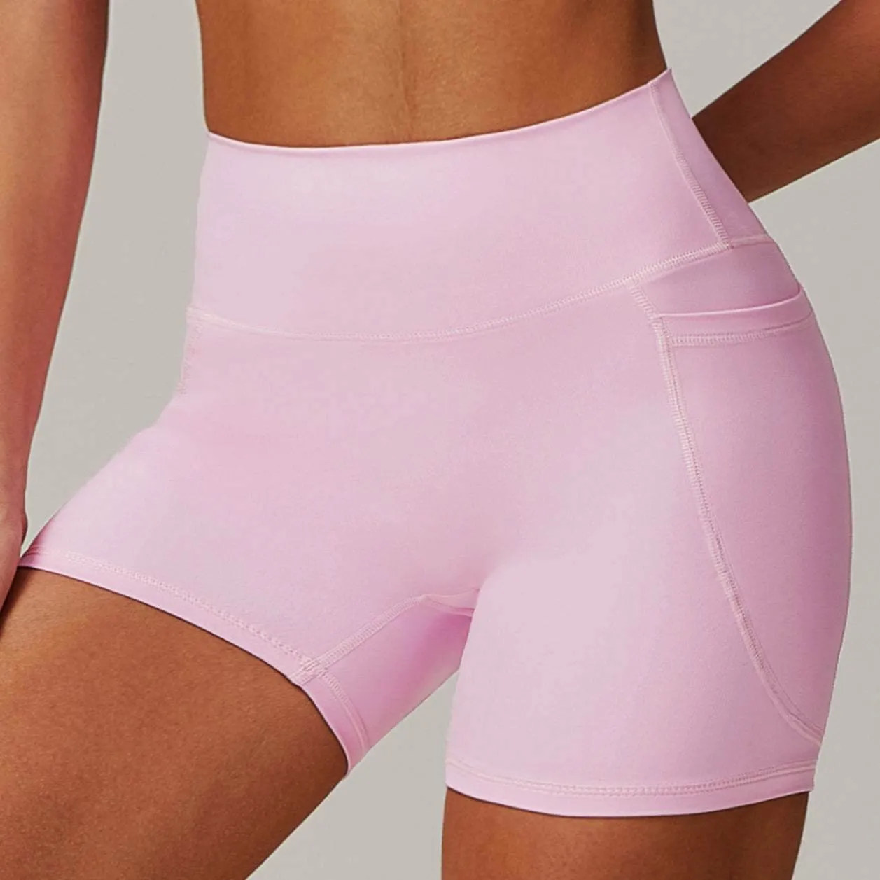 Solid High Waist Yoga Short Dance Light elastic waistband