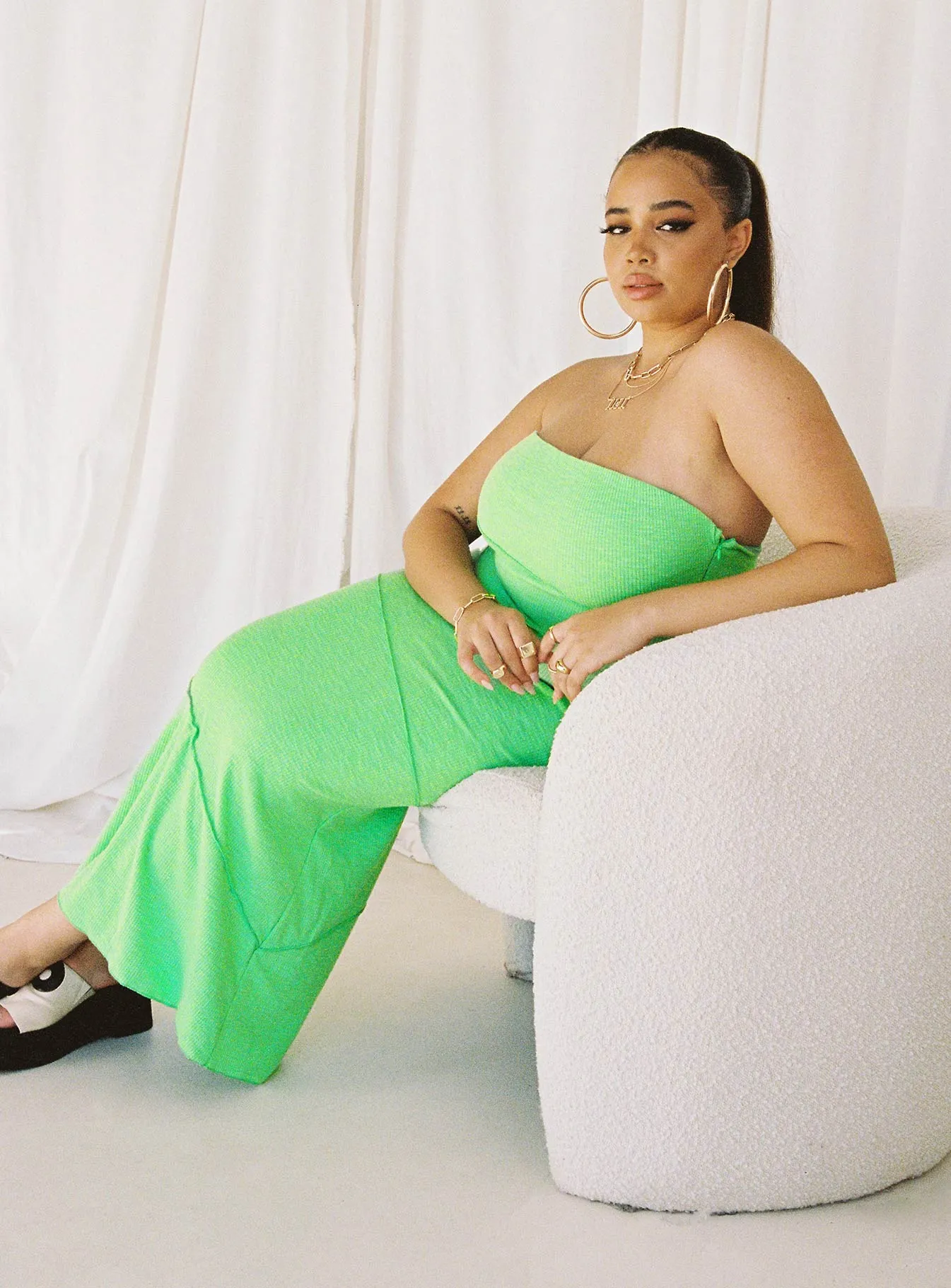 Oscar Midi Dress Green Curve Smart Tones