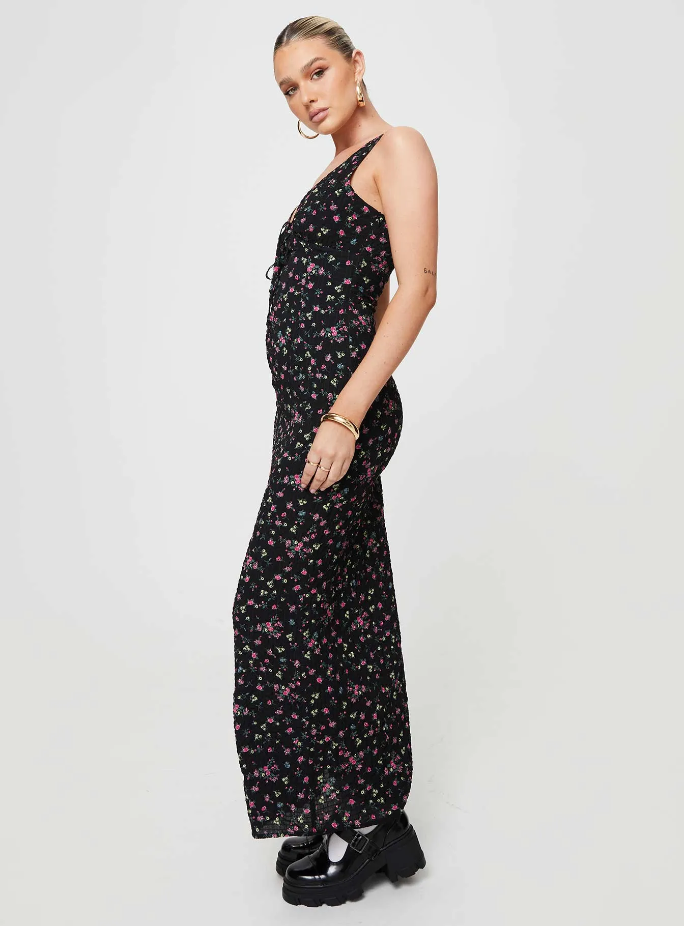 Marlita Maxi Dress Black Floral Swing