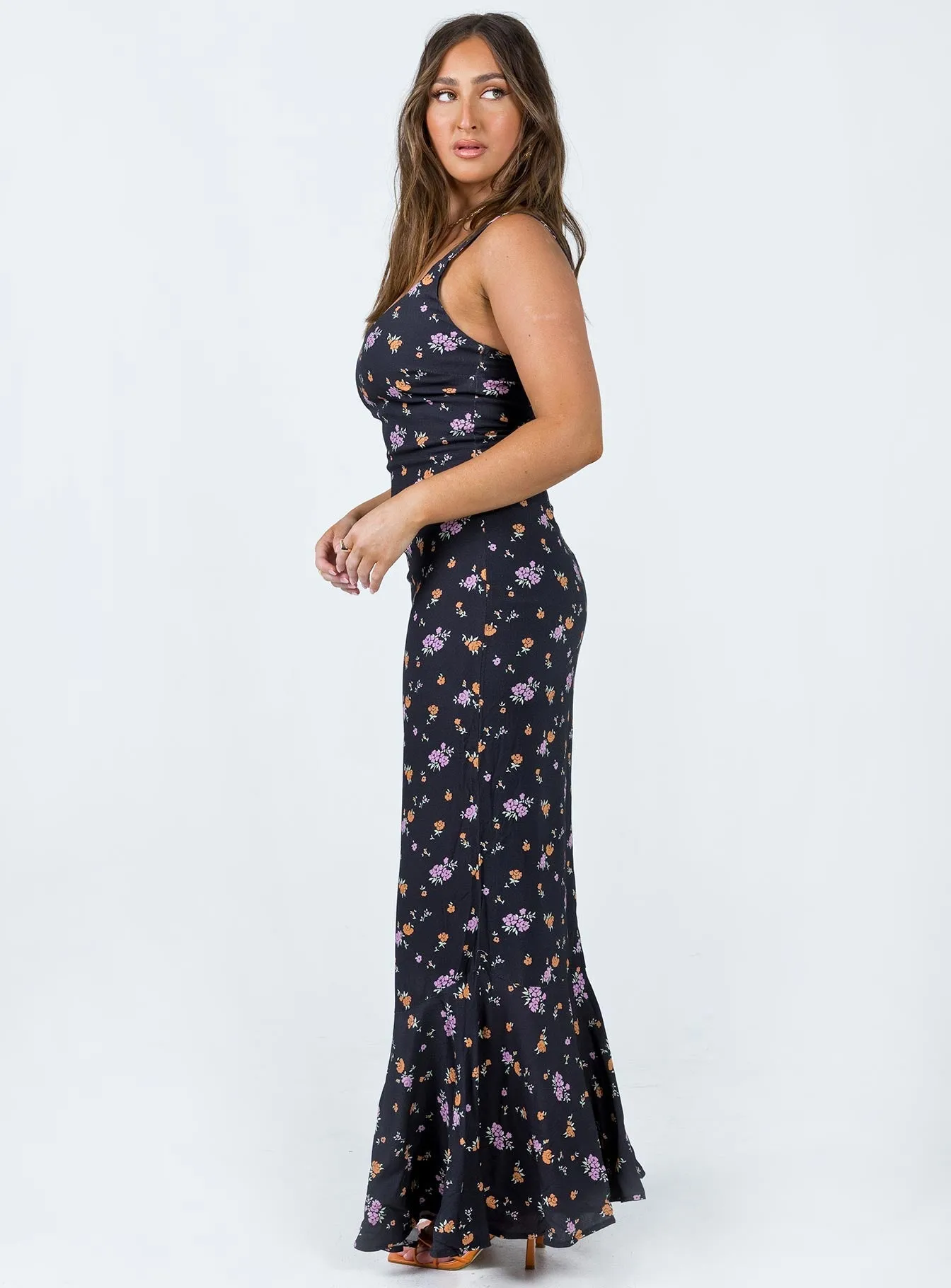 Sculpted Fit Curtis Maxi Dress Black / Floral