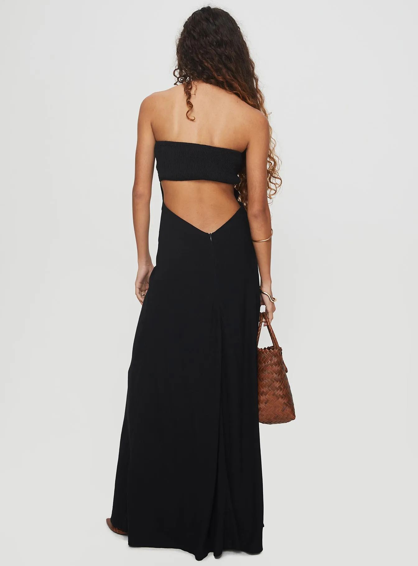 Square Neck Yahir Strapless Maxi Dress Black