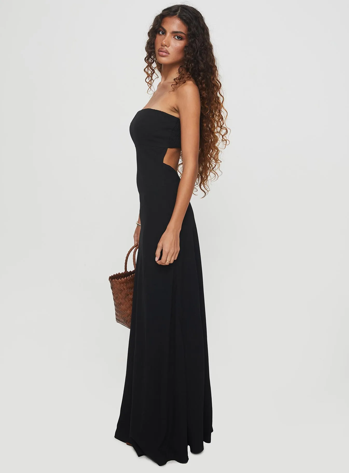 Yahir Strapless Maxi Dress Black Chic Ensemble Relax Piece