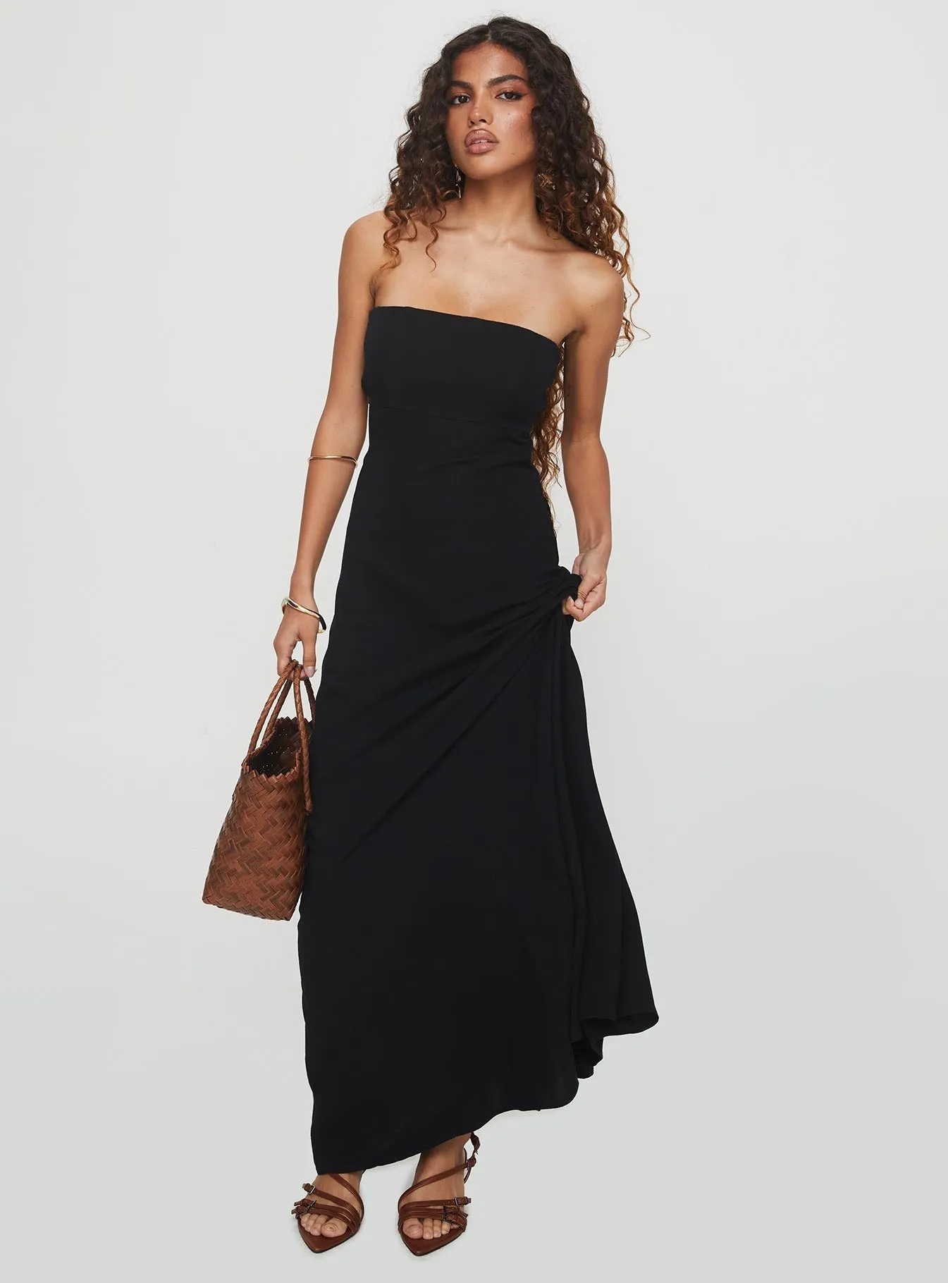 Sporty Comfort Relax Layers Yahir Strapless Maxi Dress Black
