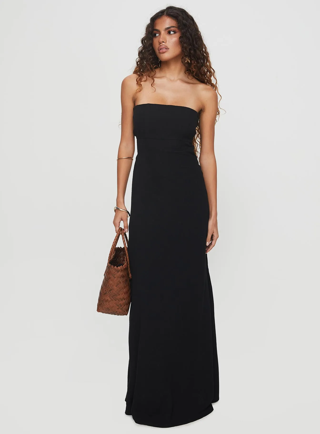 Romantic-Style Yahir Strapless Maxi Dress Black