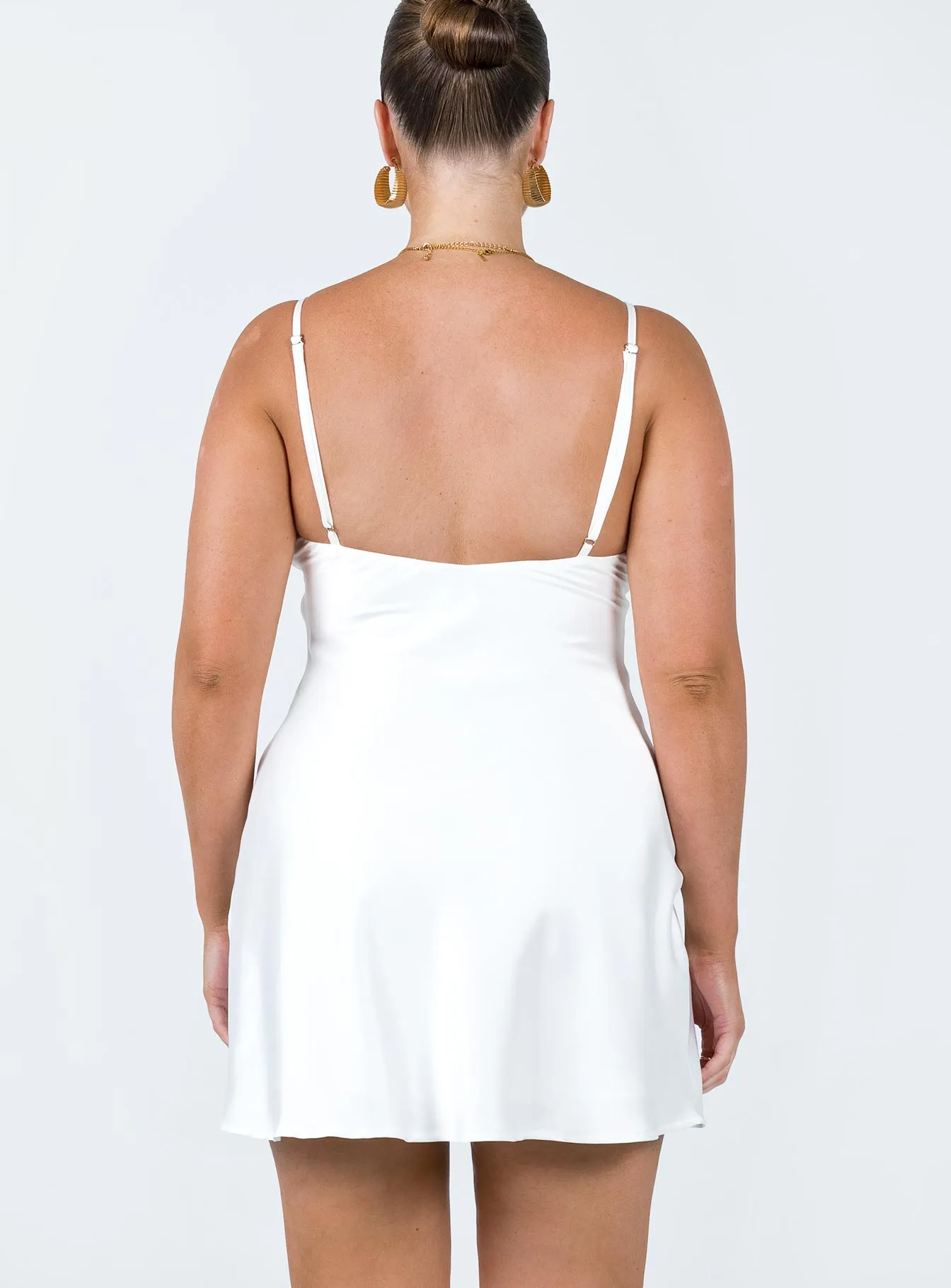 Sophisticated Comfort Shiny-Lining Kalesi Mini Dress White