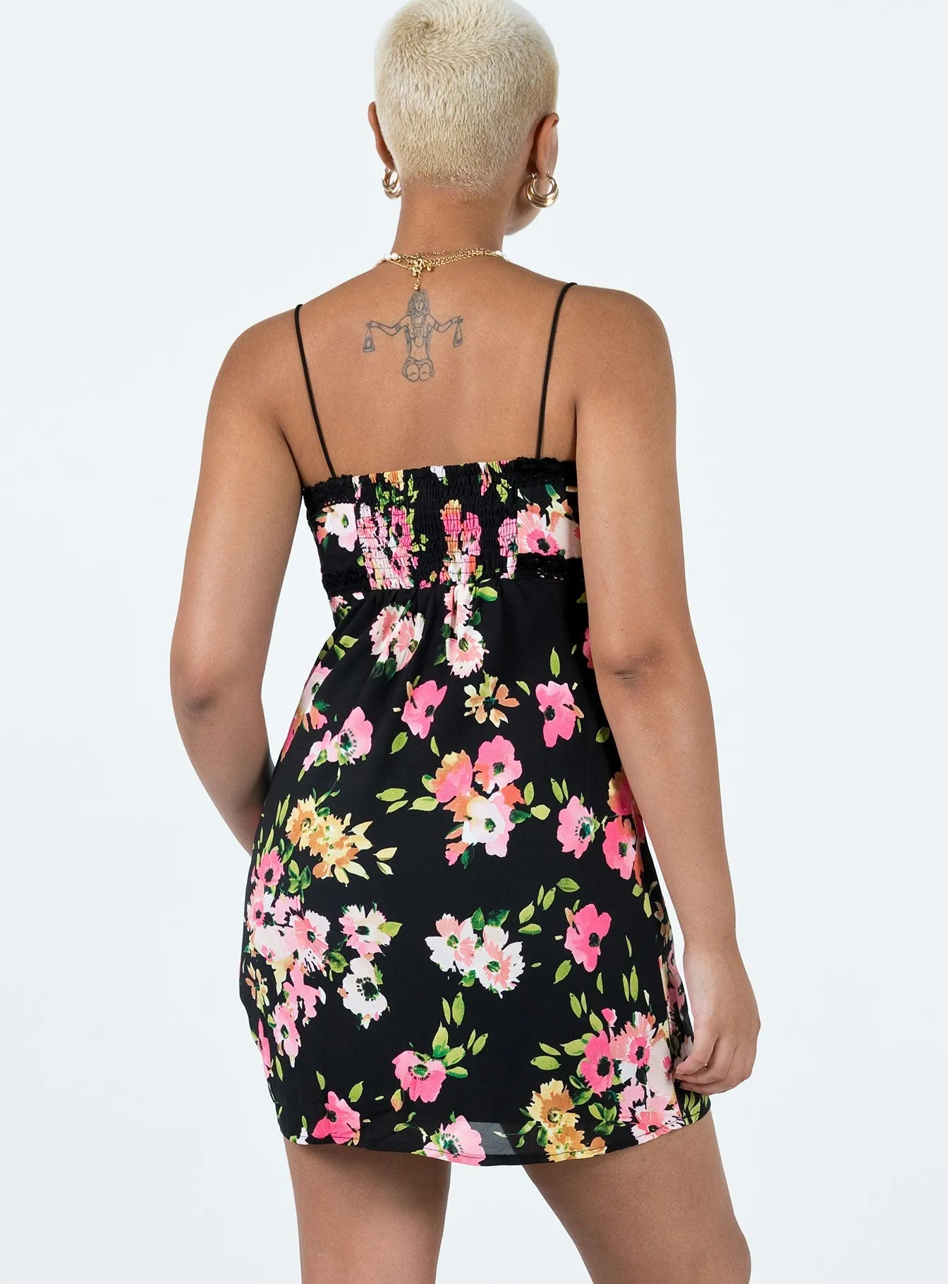 Balanced Look Sweetheart-Neck Emilee Mini Dress Black Floral