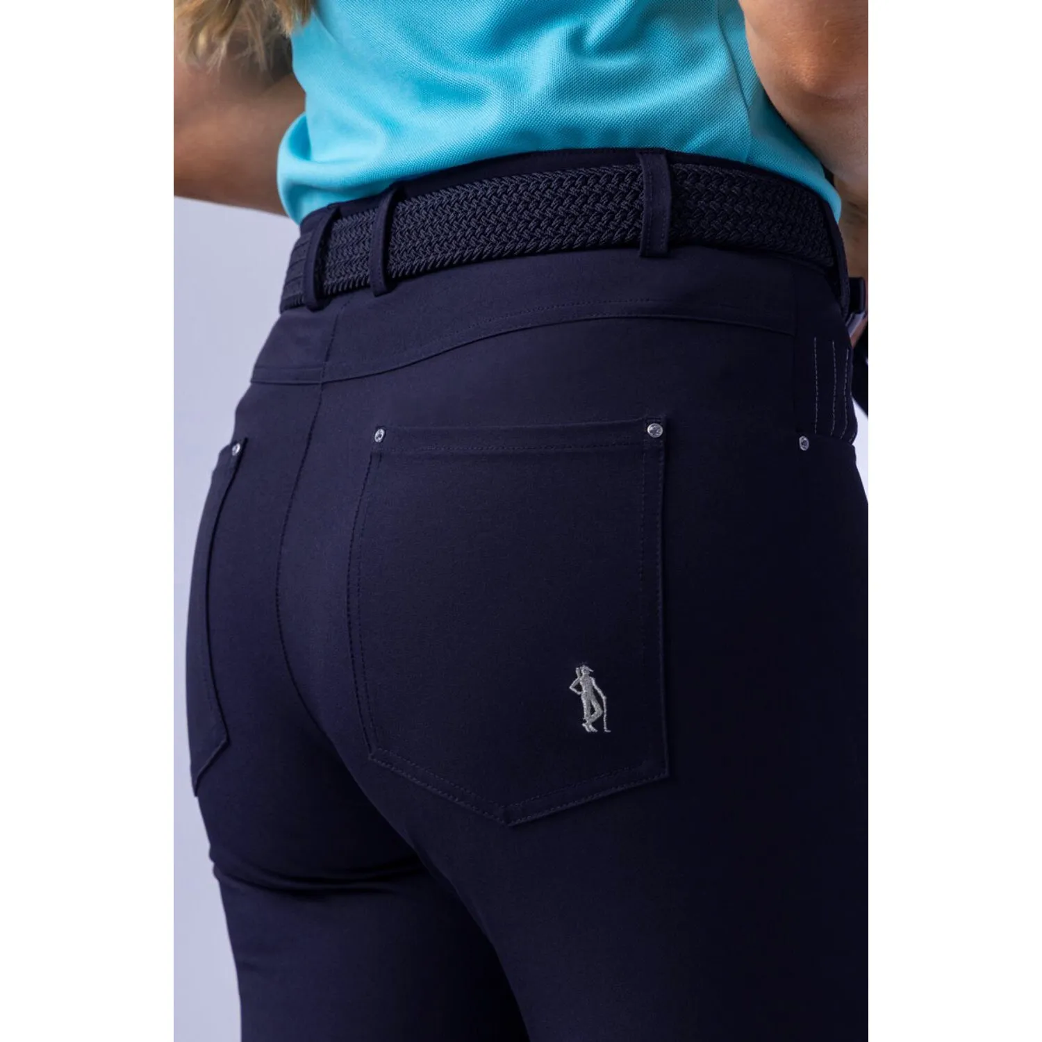 Daily Style Comfort Wear Fit Glenmuir Women's Phoebe Lightweight Stretch Performance Golf Capri Pants - Navy
