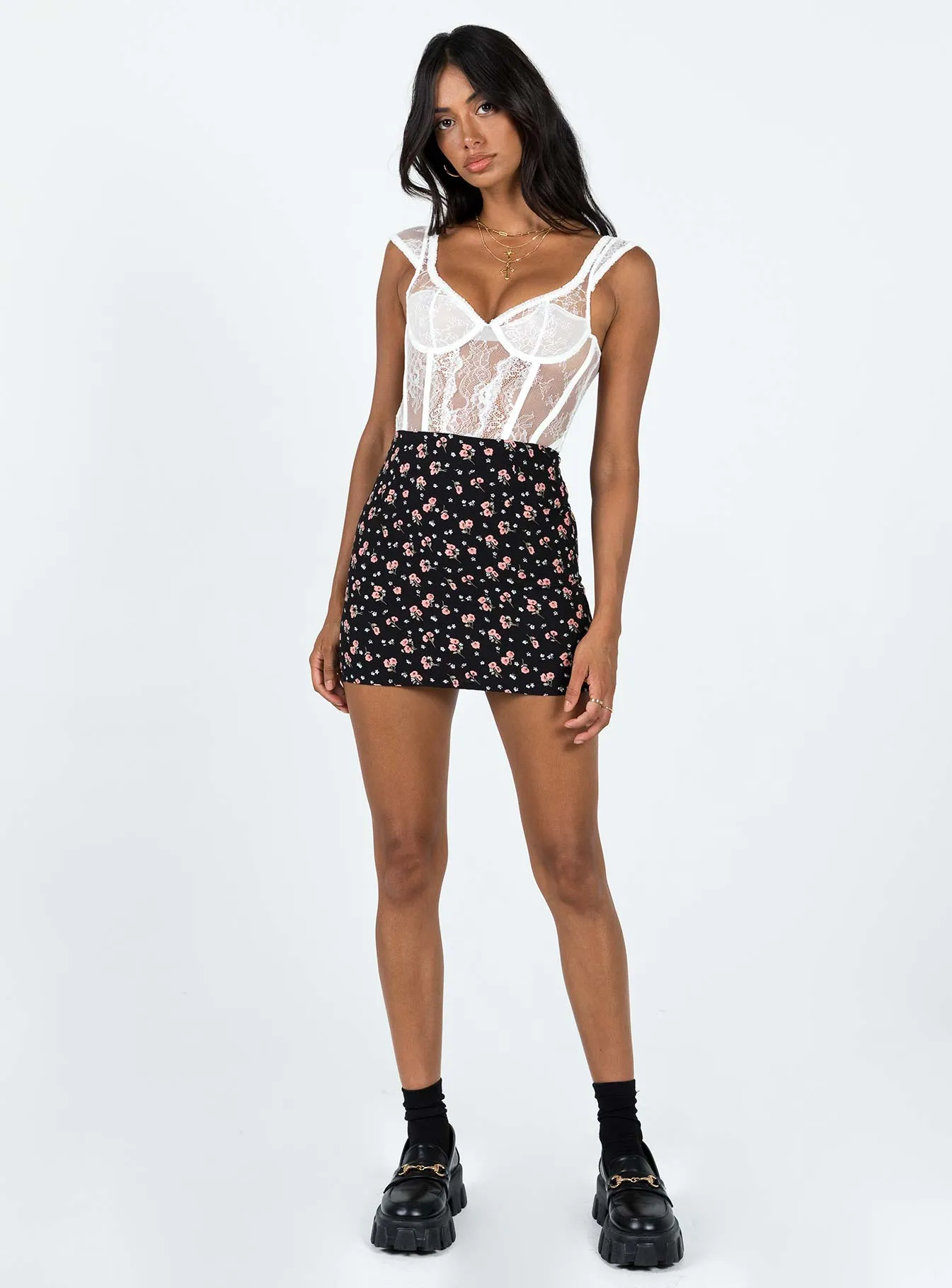 Selby Mini Skirt Black Floral Limited Quantity