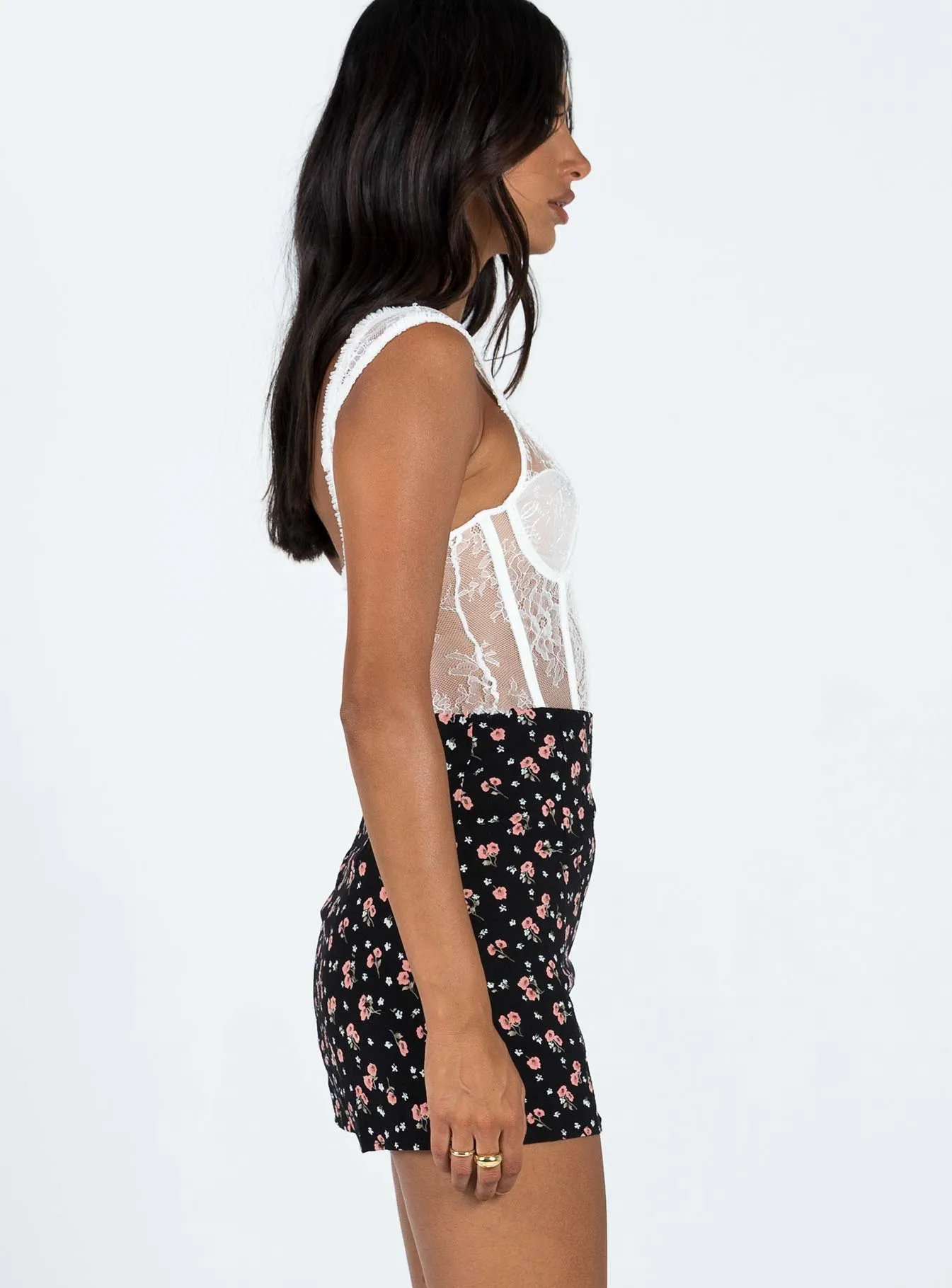 Street Ready Simple Layer Selby Mini Skirt Black Floral