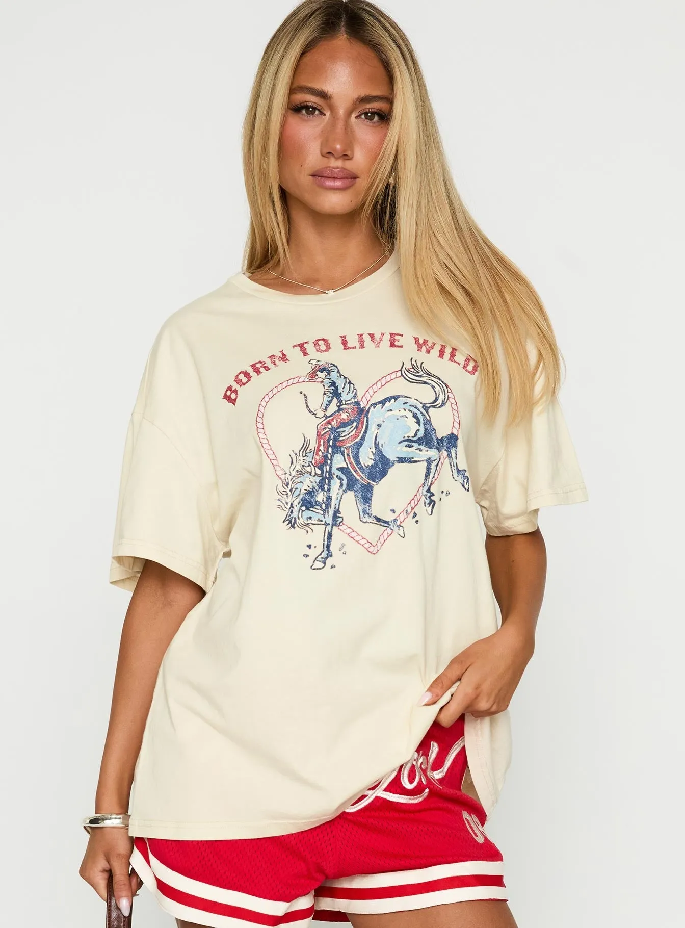 Born To Live Wild Graphic Top White Comfortable All Day Wear