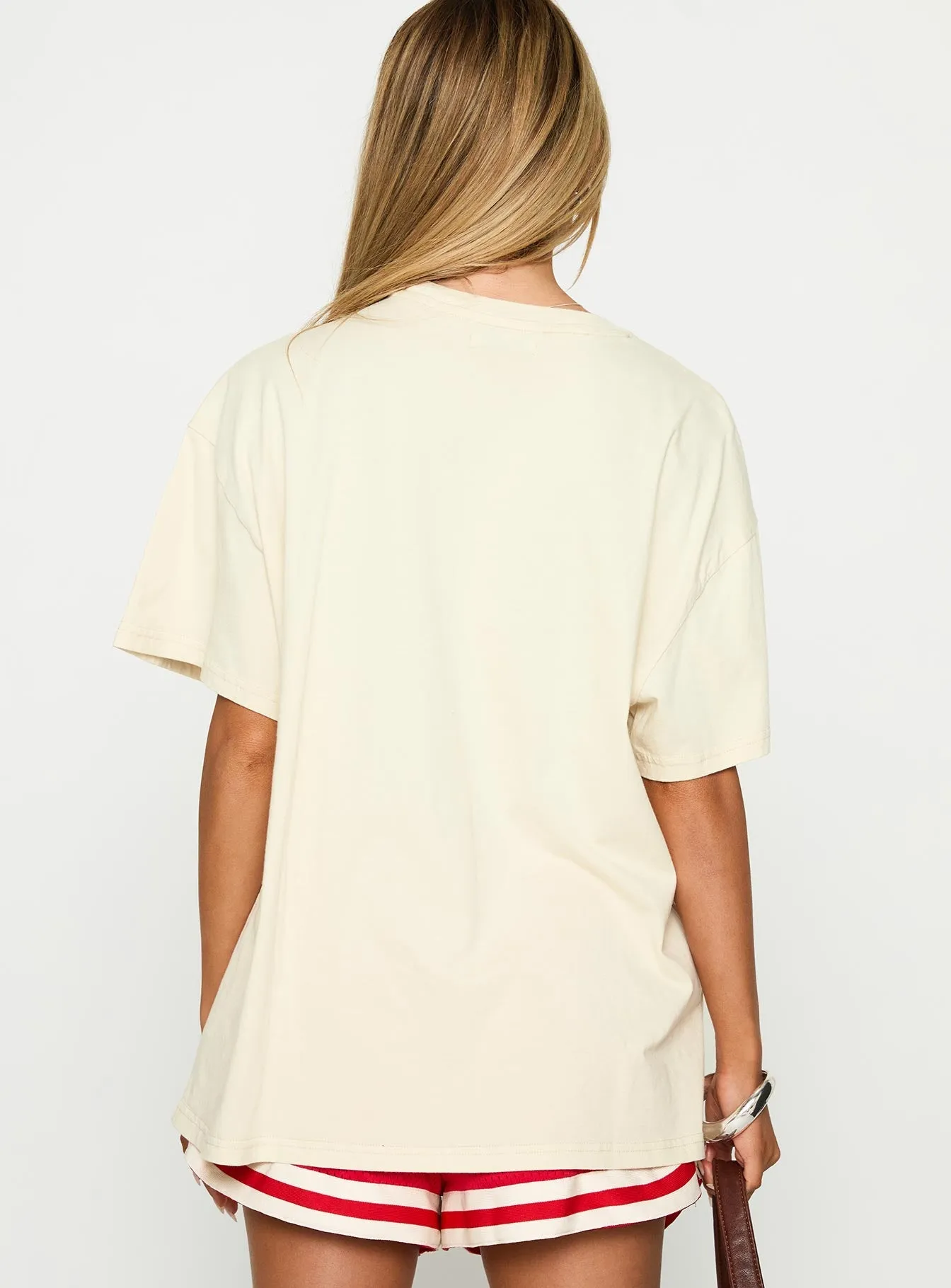 Born To Live Wild Graphic Top White Garment Dyed