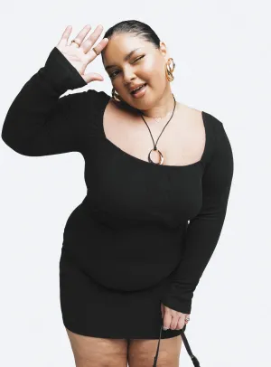 vacation look Celebration Wear Denielle Mini Dress Black Curve