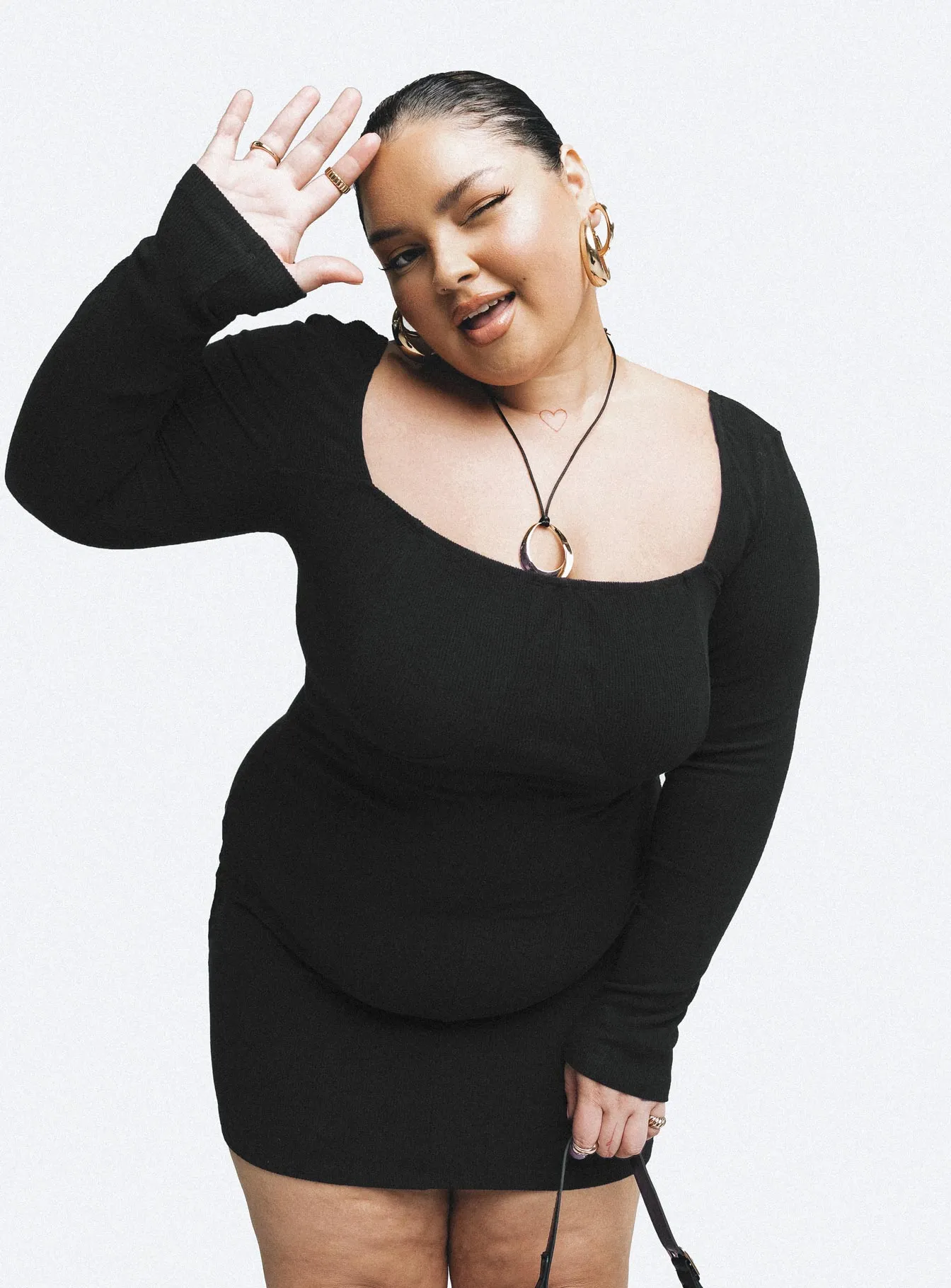 vacation look Celebration Wear Denielle Mini Dress Black Curve