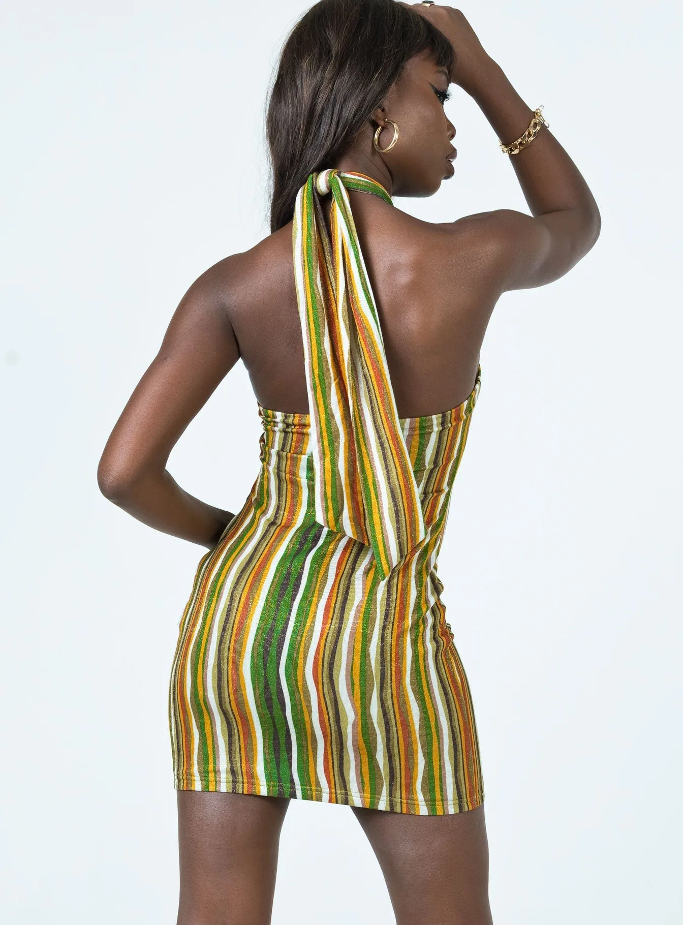 Knot-Detail Modern Fit Paradise Fever Mini Dress Brown Multi