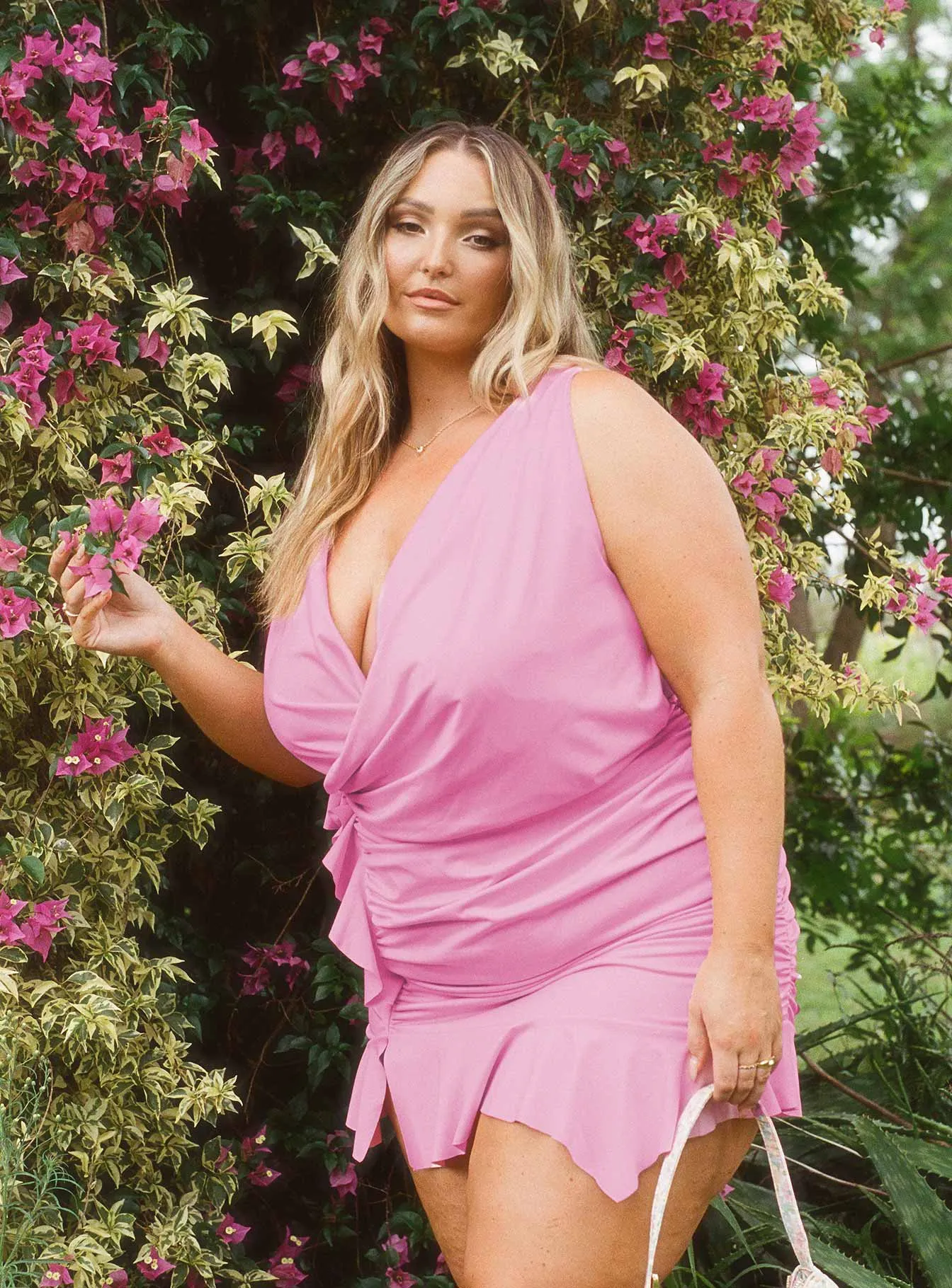 Art Spirit Devotion Mini Dress Pink Curve