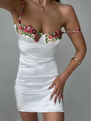 Flexible Fabric Layered-Look Kenzie Mini Dress White