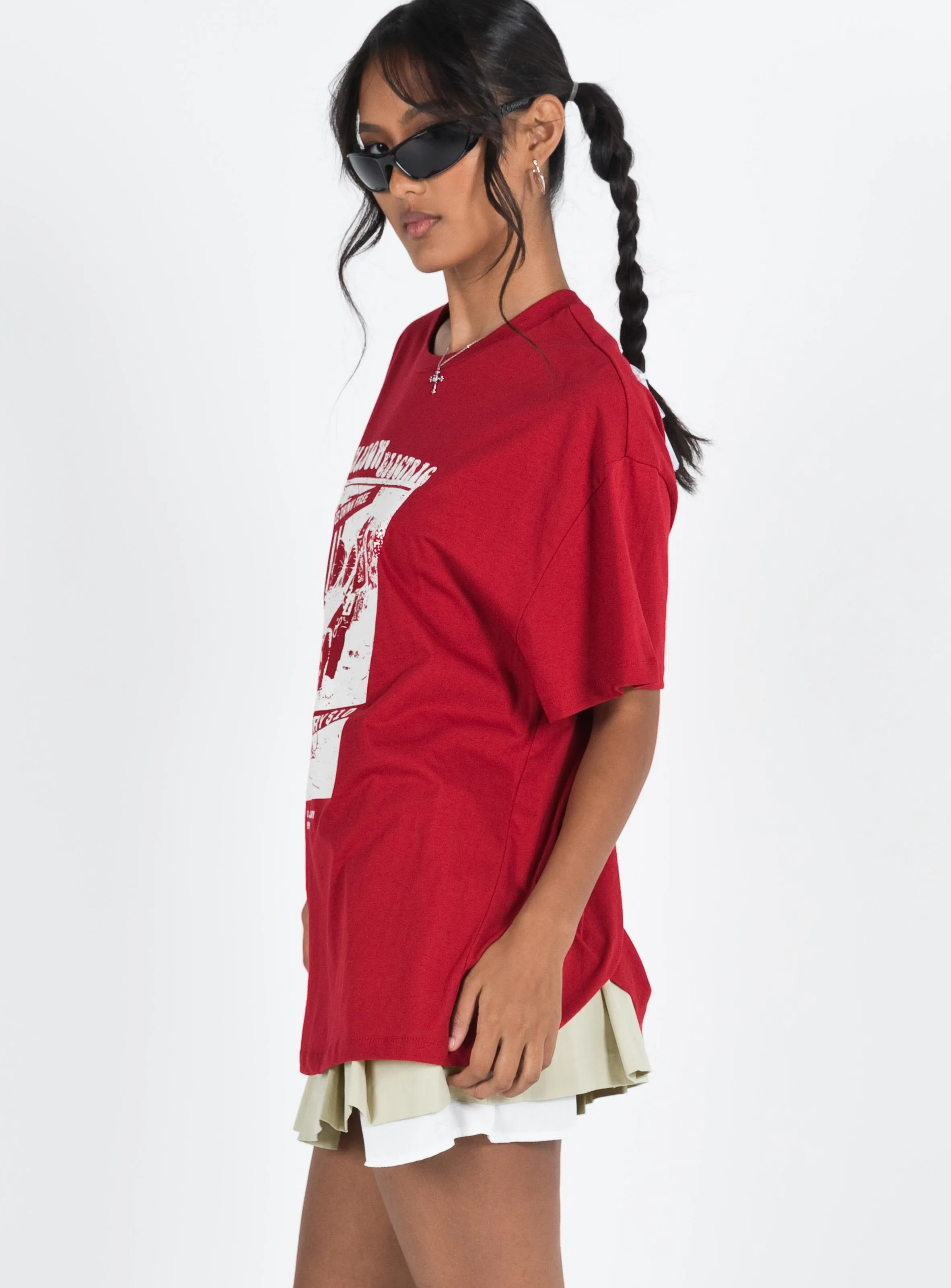 Tickets Oversized Tee Red Reinforced Shoulder Stitching black friday