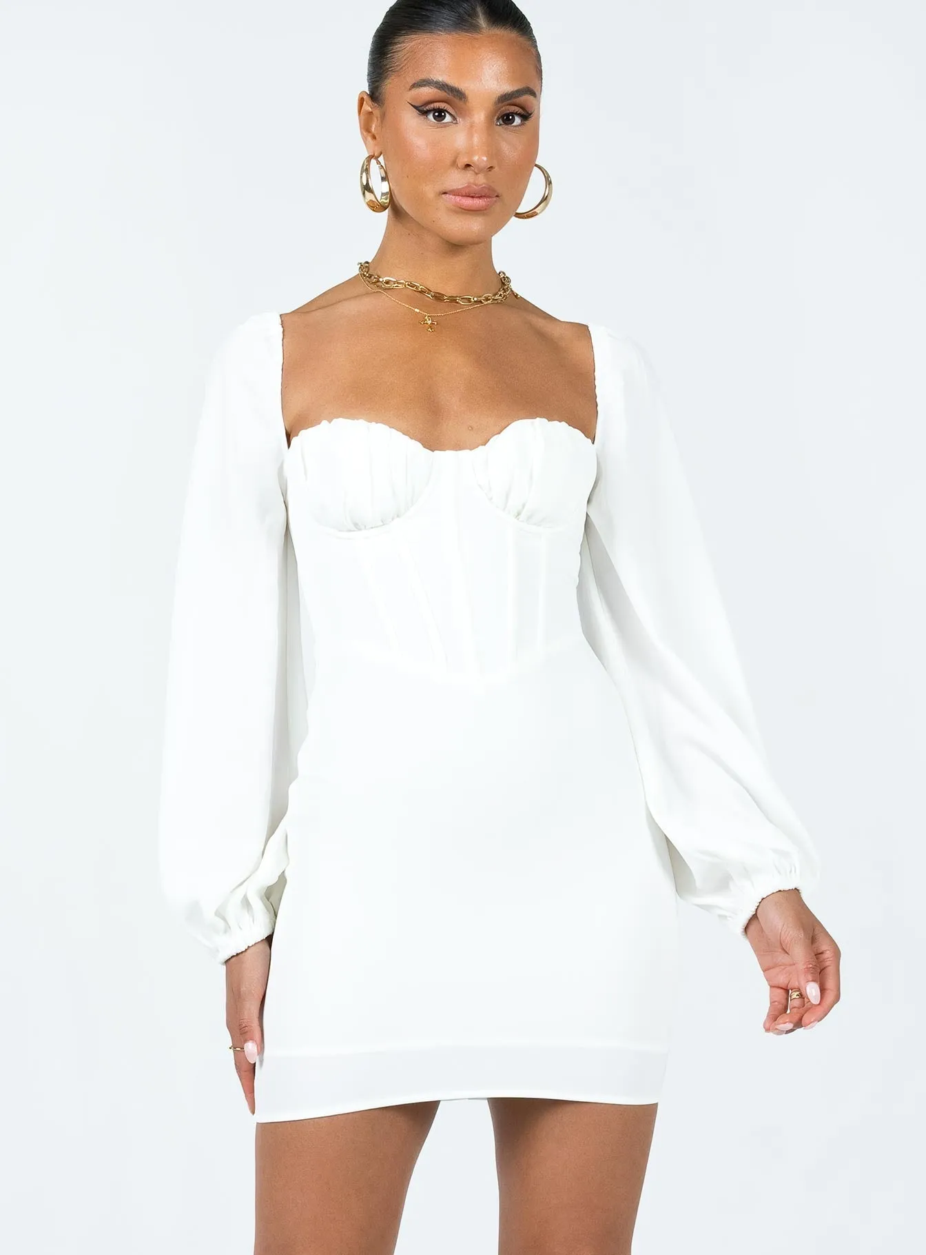 Light Bow Laurie Corset Mini Dress White